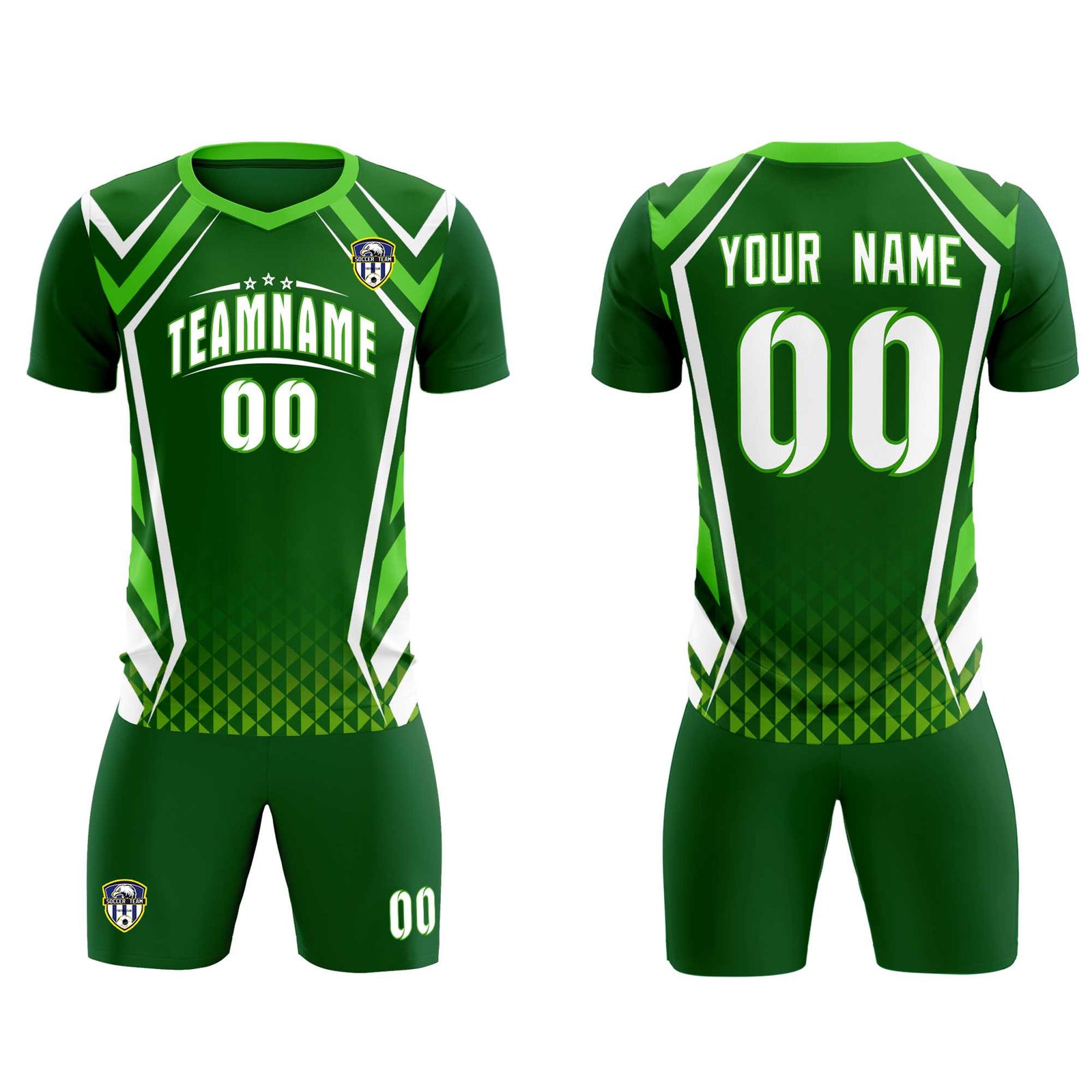 Custom Green Abstract Breathable Soccer Tops/Sets Jersey