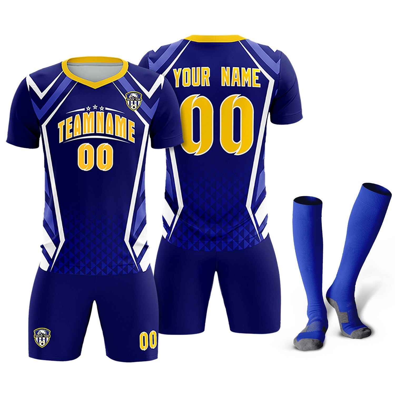 Custom Royal Abstract Breathable Soccer Tops/Sets Jersey