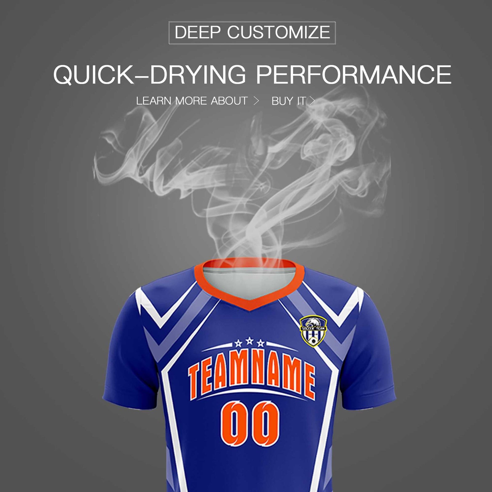 Custom Royal Abstract Breathable Soccer Tops/Sets Jersey