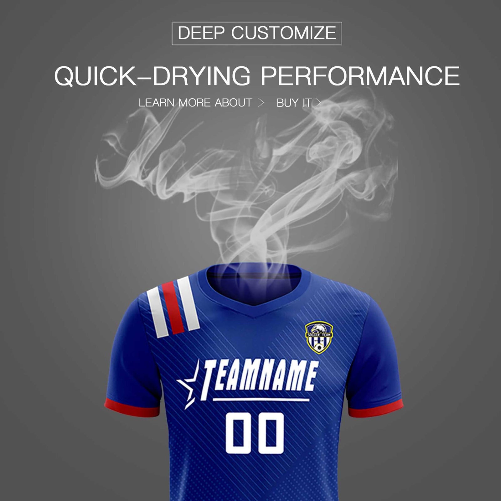 Custom Royal Striped Sportswear Soccer Tops/Sets Jersey For Adults