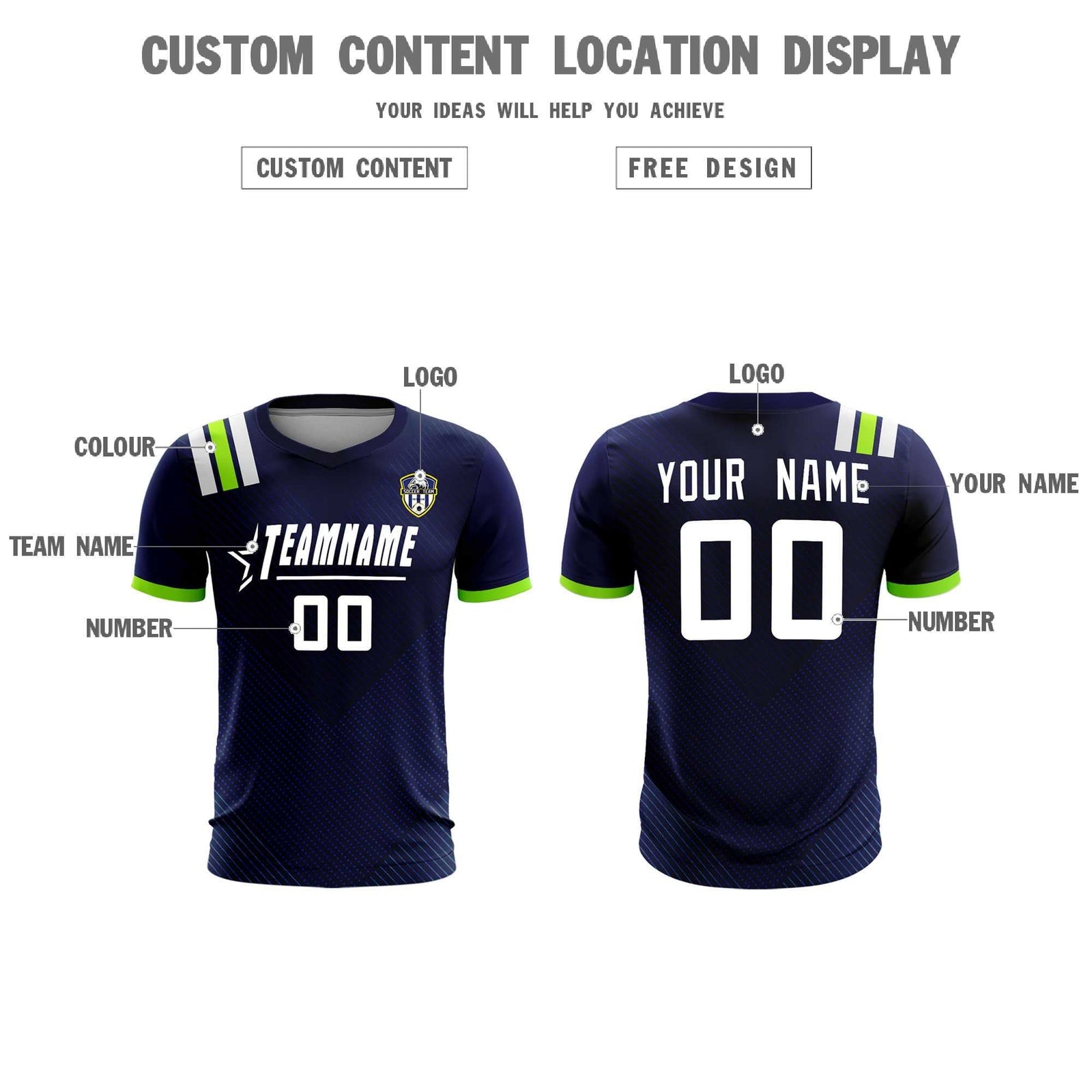 Custom Navy Striped Sportswear Soccer Tops/Sets Jersey For Adults