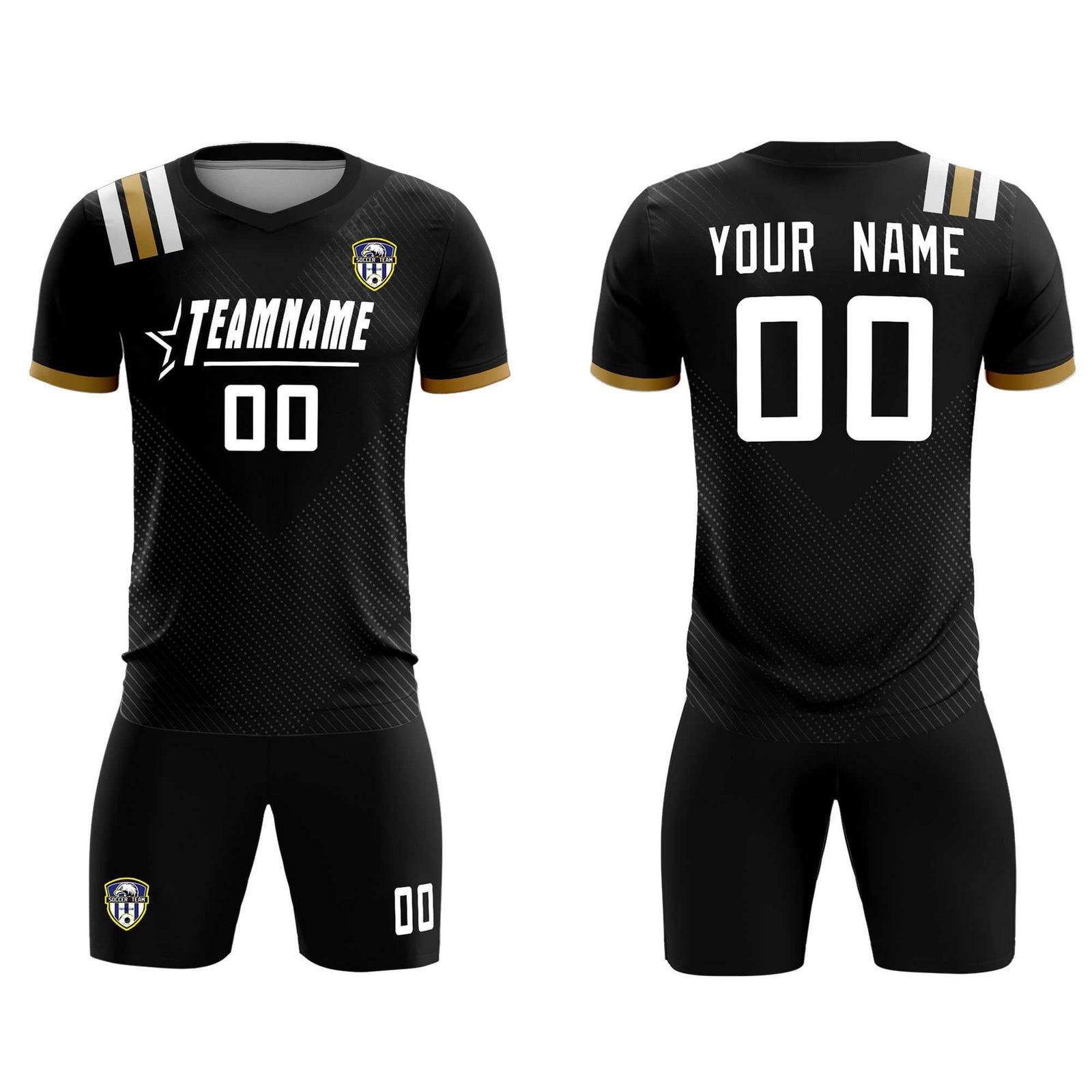 Custom Black Striped Sportswear Soccer Tops/Sets Jersey For Adults