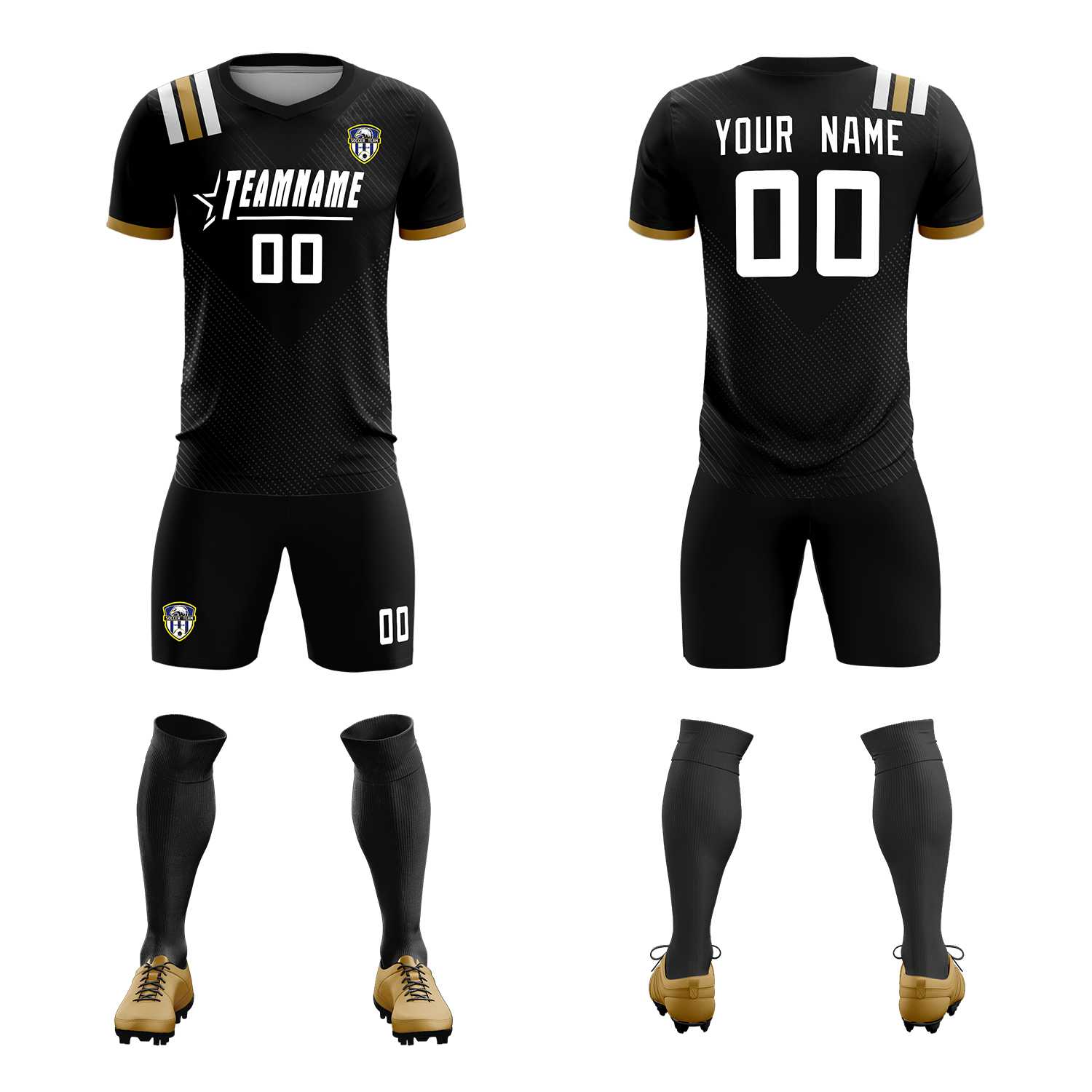 Custom Black Striped Sportswear Soccer Tops/Sets Jersey For Adults