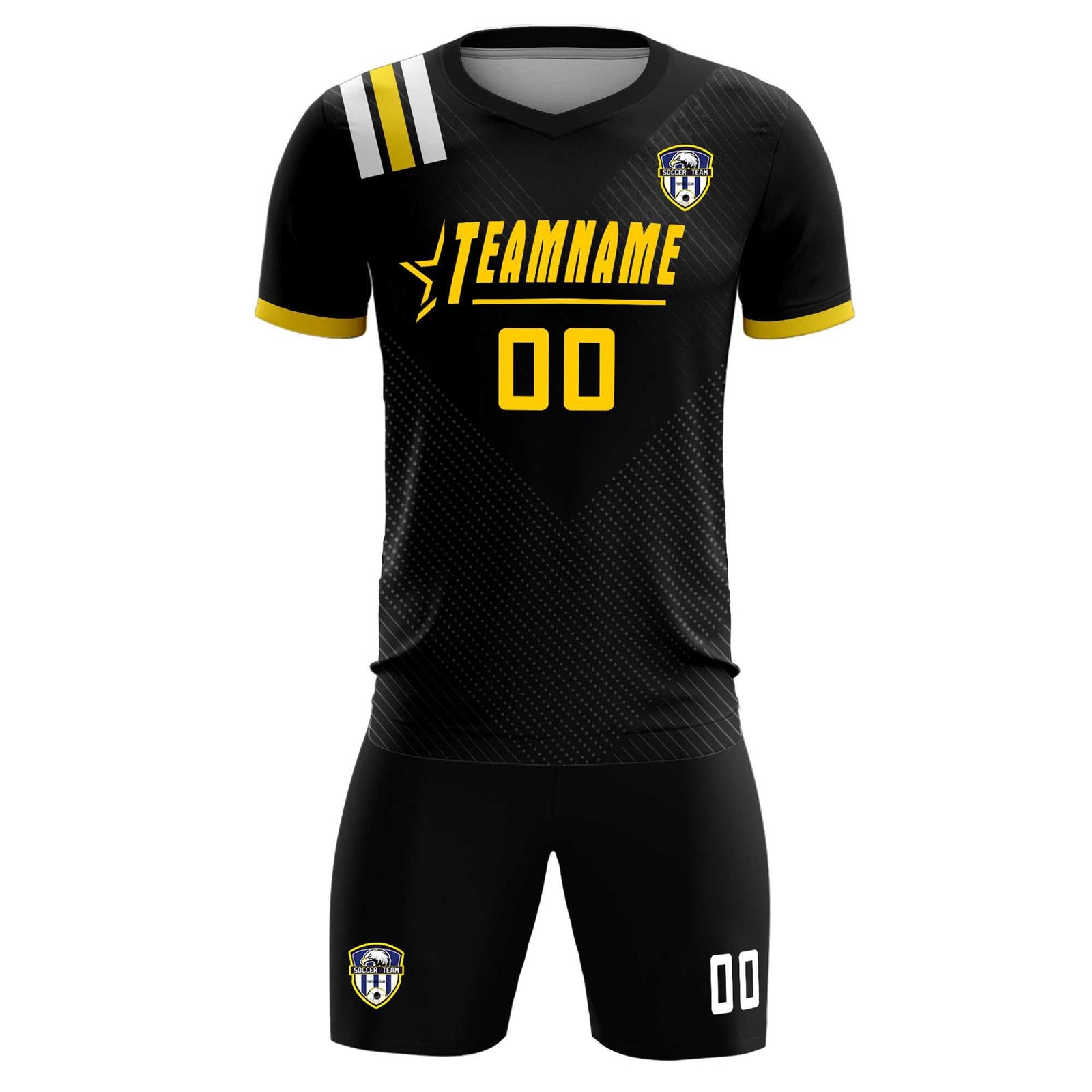 Custom Black Striped Sportswear Soccer Tops/Sets Jersey For Adults