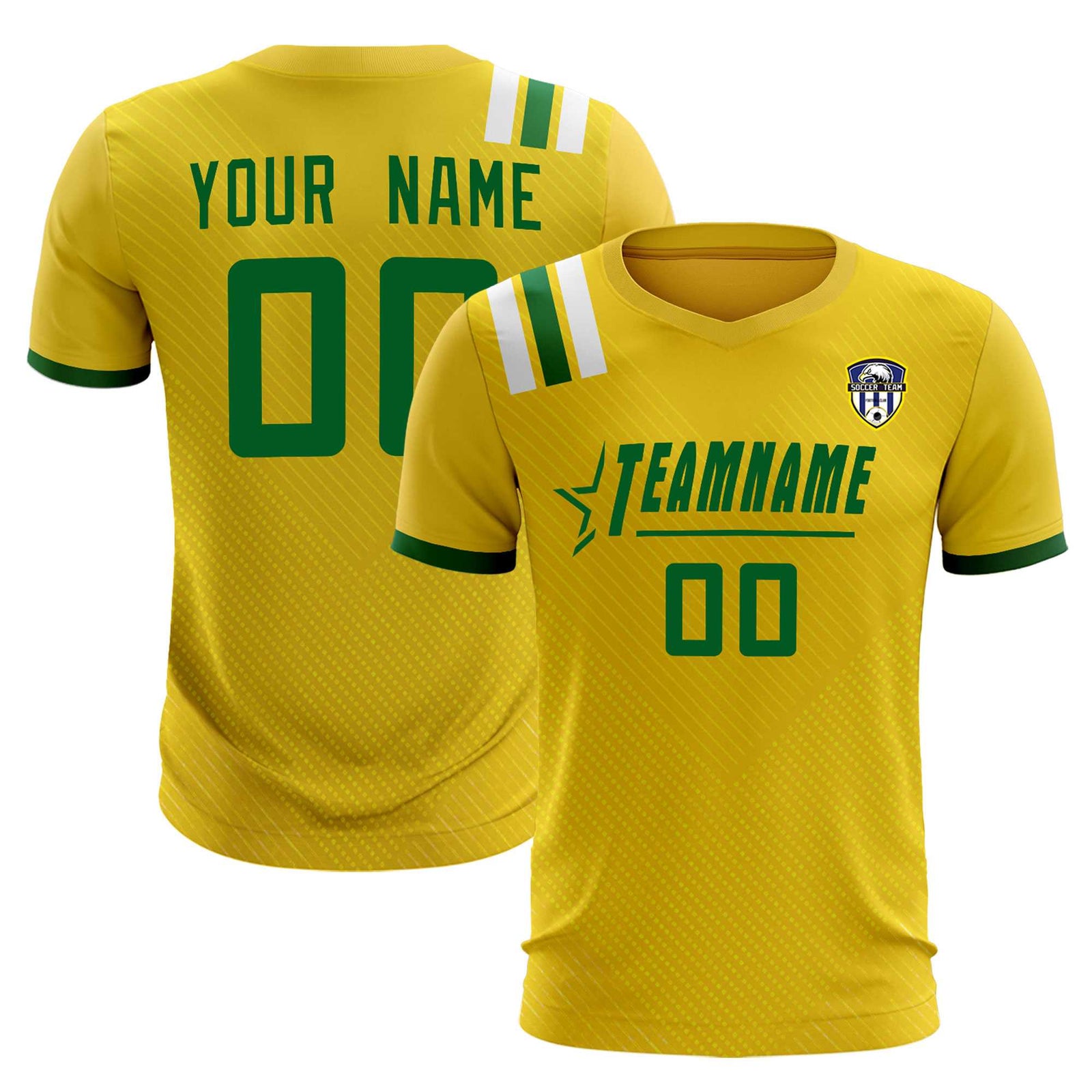 Custom Gold Striped Sportswear Soccer Tops/Sets Jersey For Adults