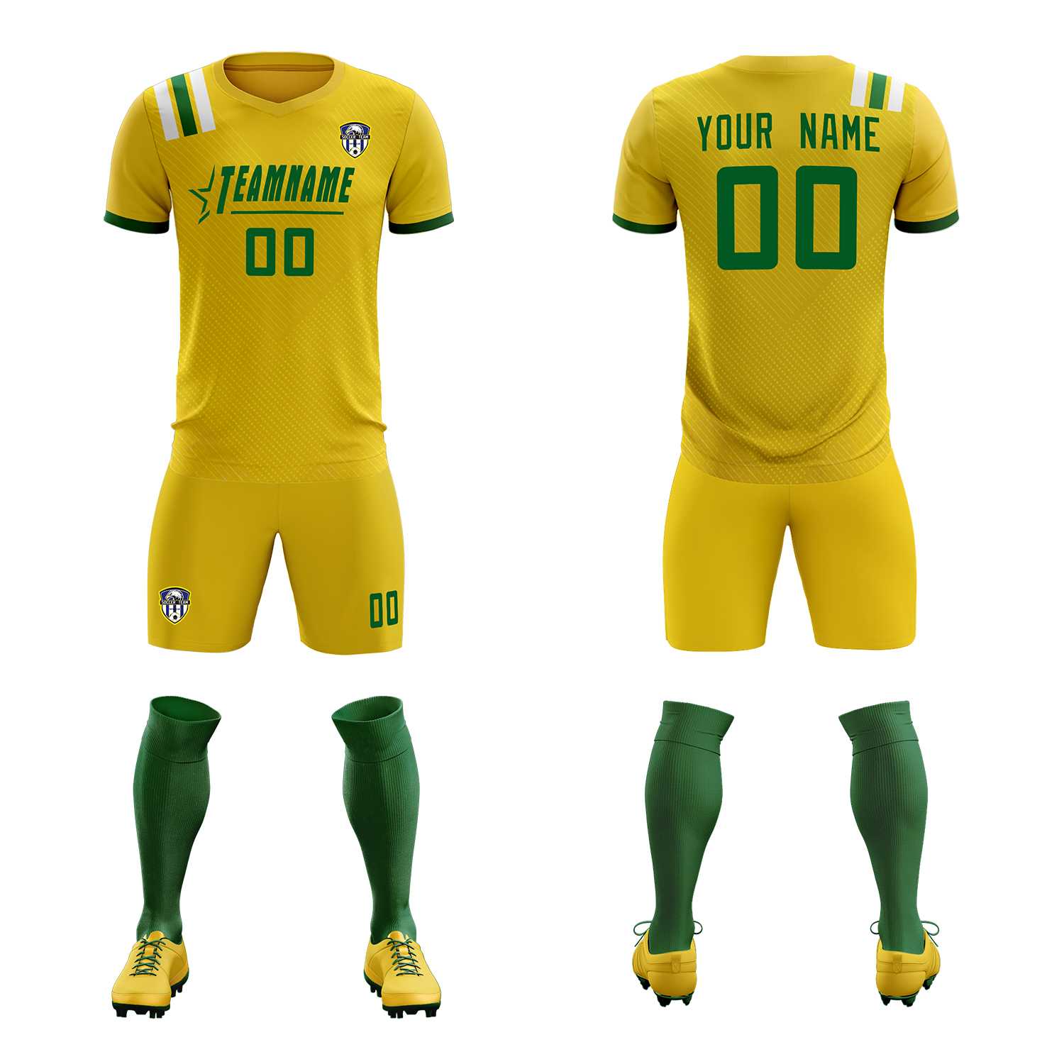 Custom Gold Striped Sportswear Soccer Tops/Sets Jersey For Adults