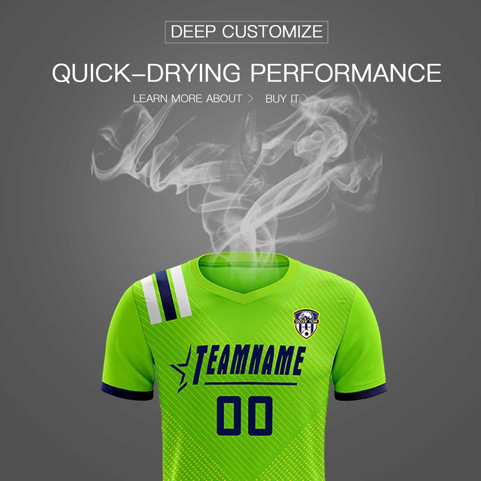Custom Neon Green Striped Sportswear Soccer Tops/Sets Jersey For Adults
