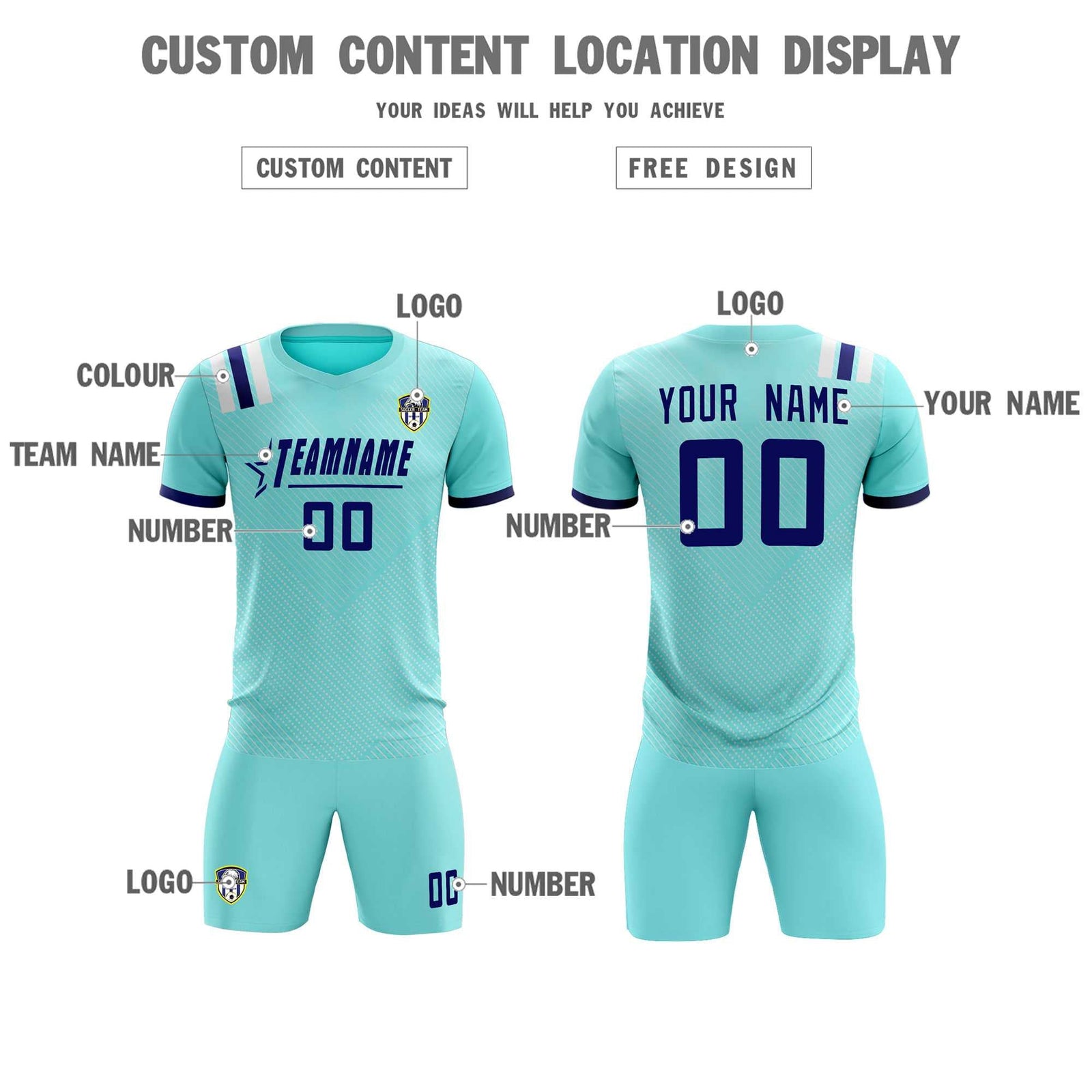 Custom Sky Blue Striped Sportswear Soccer Tops/Sets Jersey For Adults