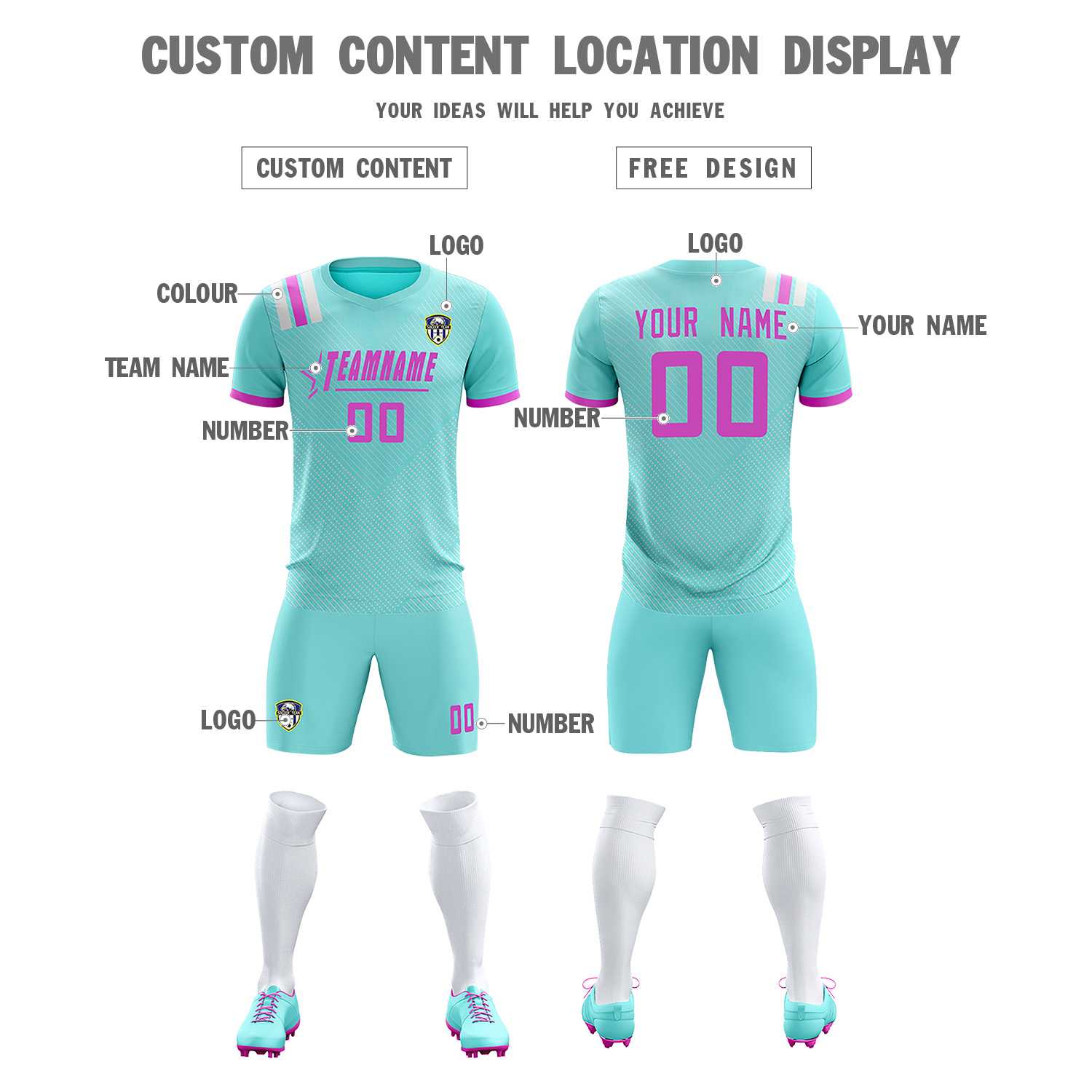 Custom Light Blue Striped Sportswear Soccer Tops/Sets Jersey For Adults