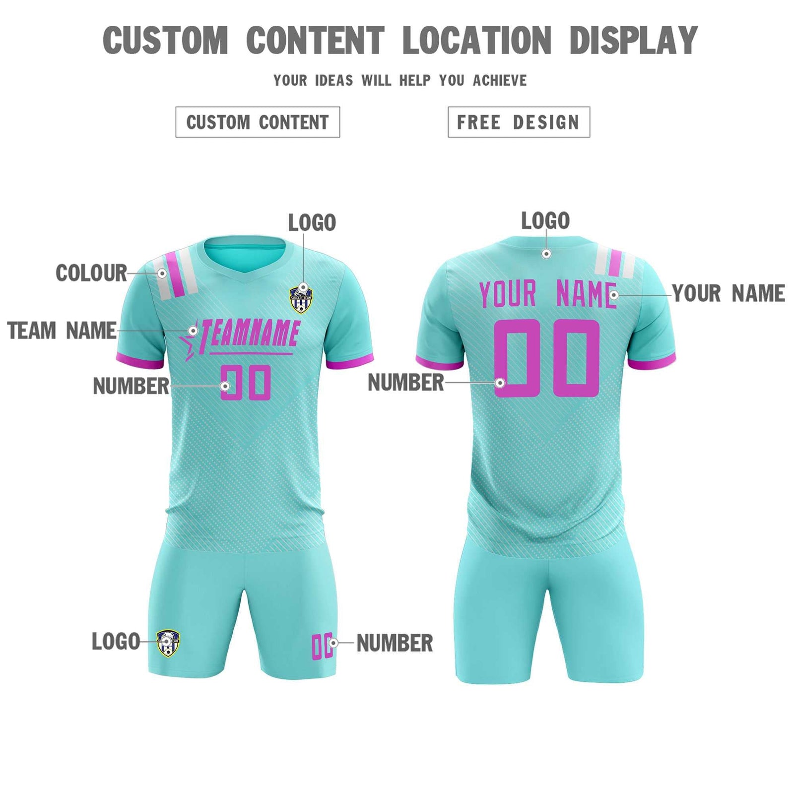 Custom Light Blue Striped Sportswear Soccer Tops/Sets Jersey For Adults
