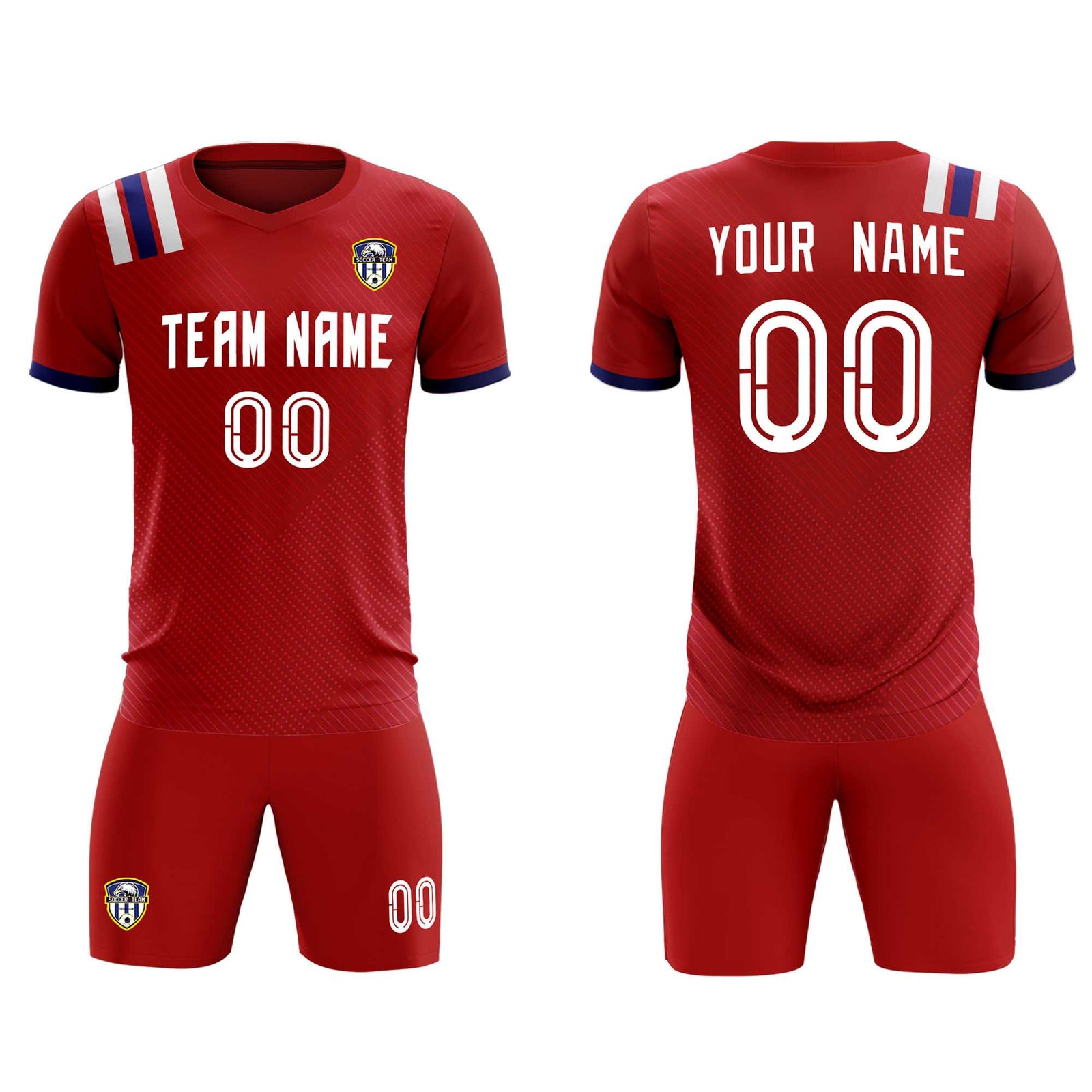 Custom Red Striped Sportswear Soccer Tops/Sets Jersey For Adults