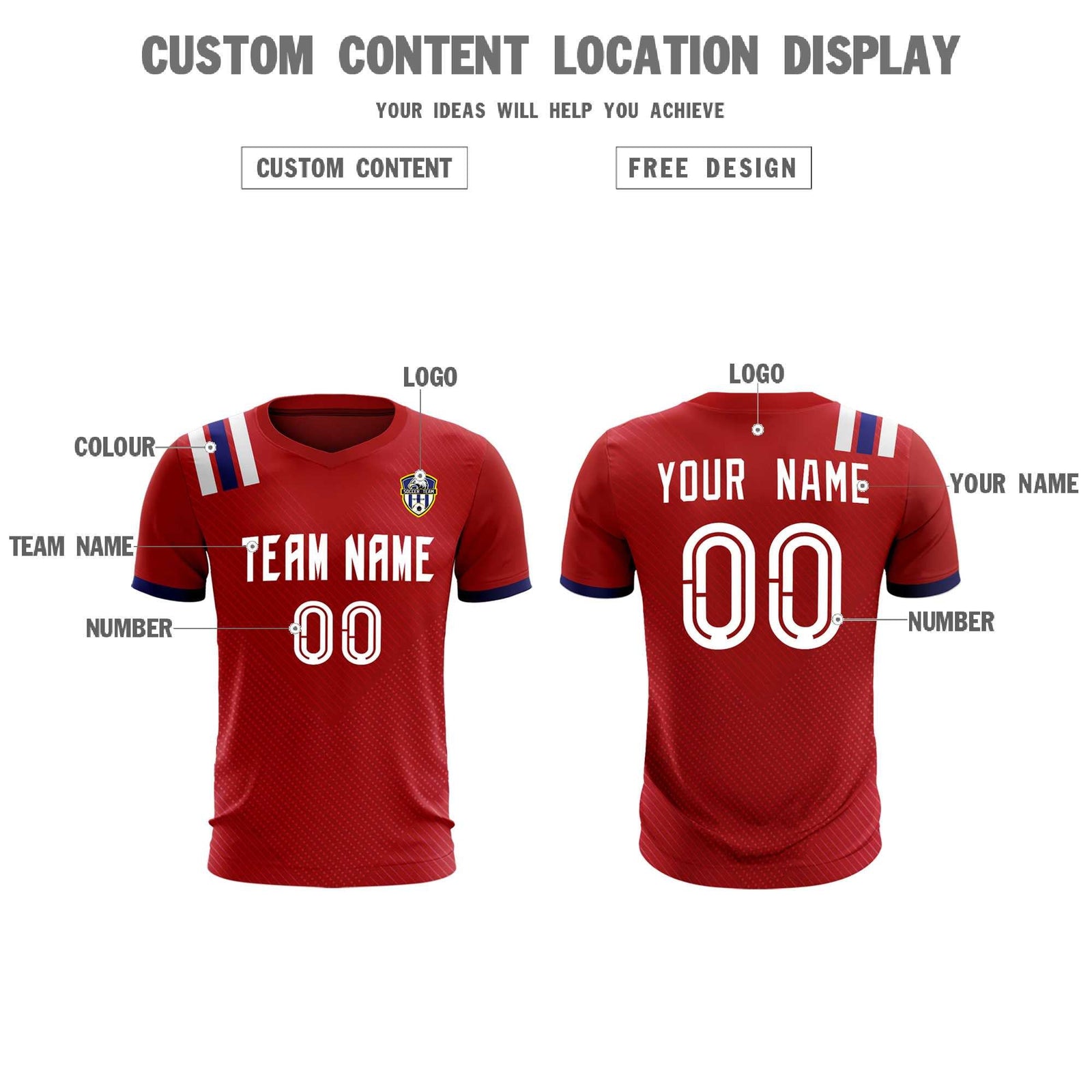 Custom Red Striped Sportswear Soccer Tops/Sets Jersey For Adults