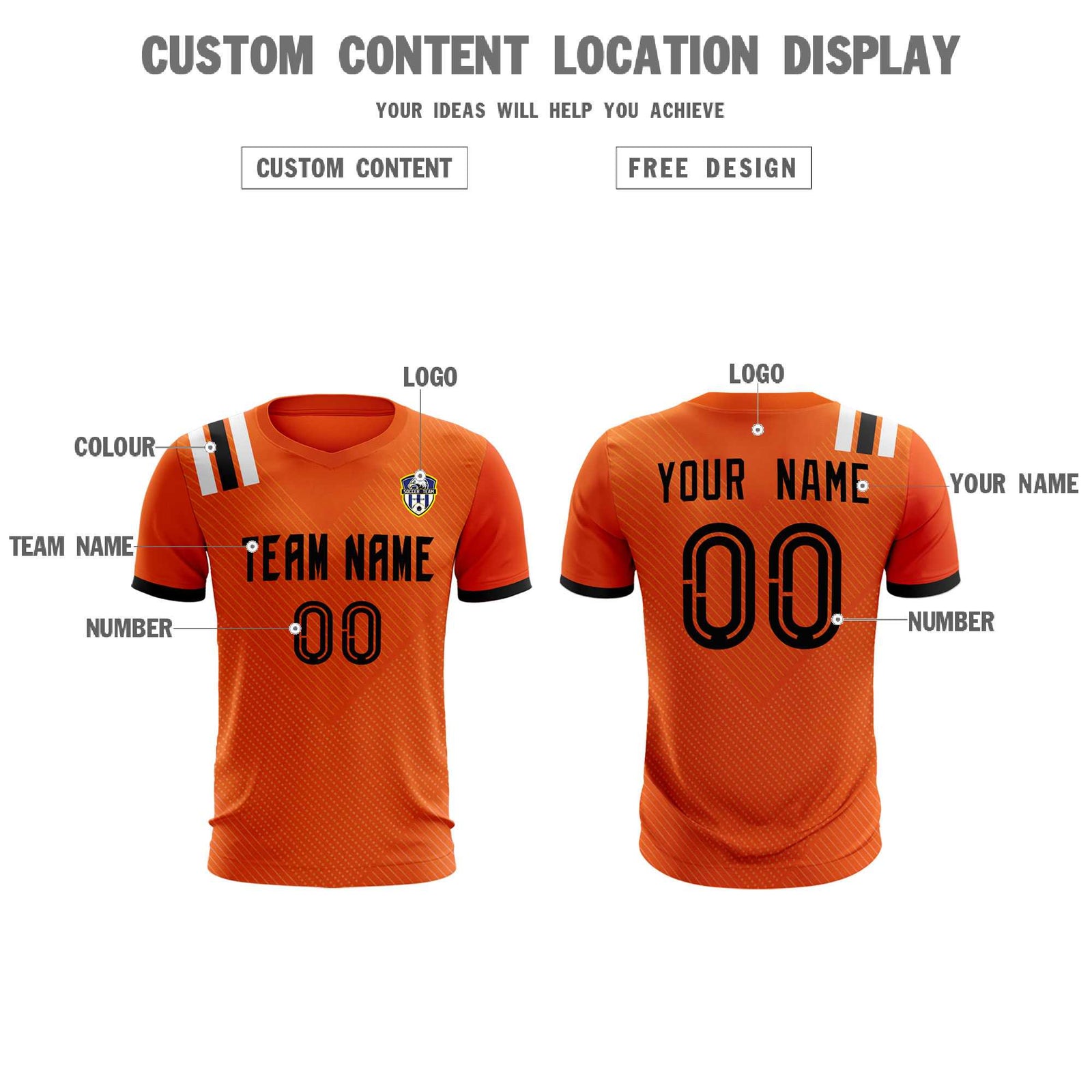 Custom Orange Striped Sportswear Soccer Tops/Sets Jersey For Adults