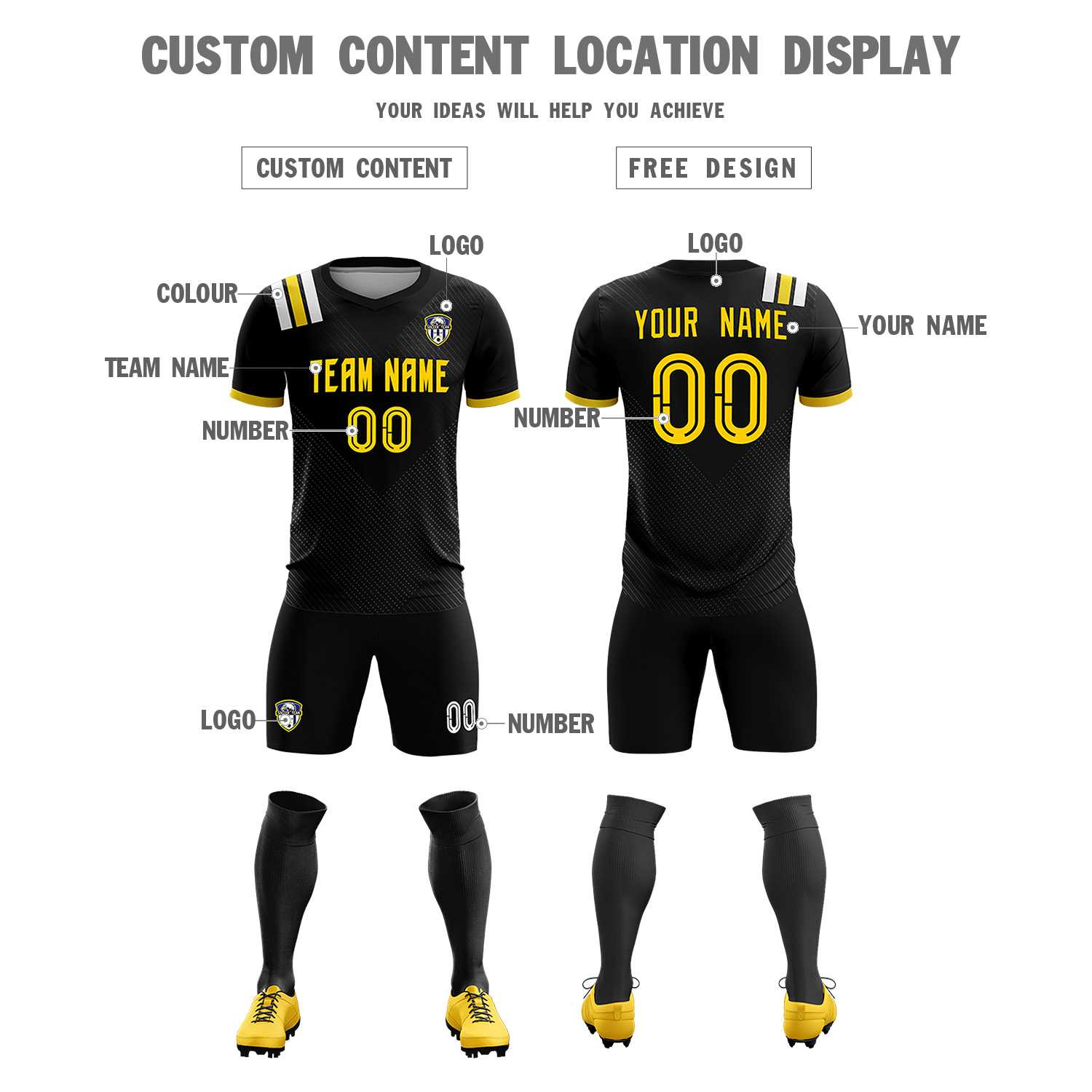 Custom Black Striped Sportswear Soccer Tops/Sets Jersey For Adults