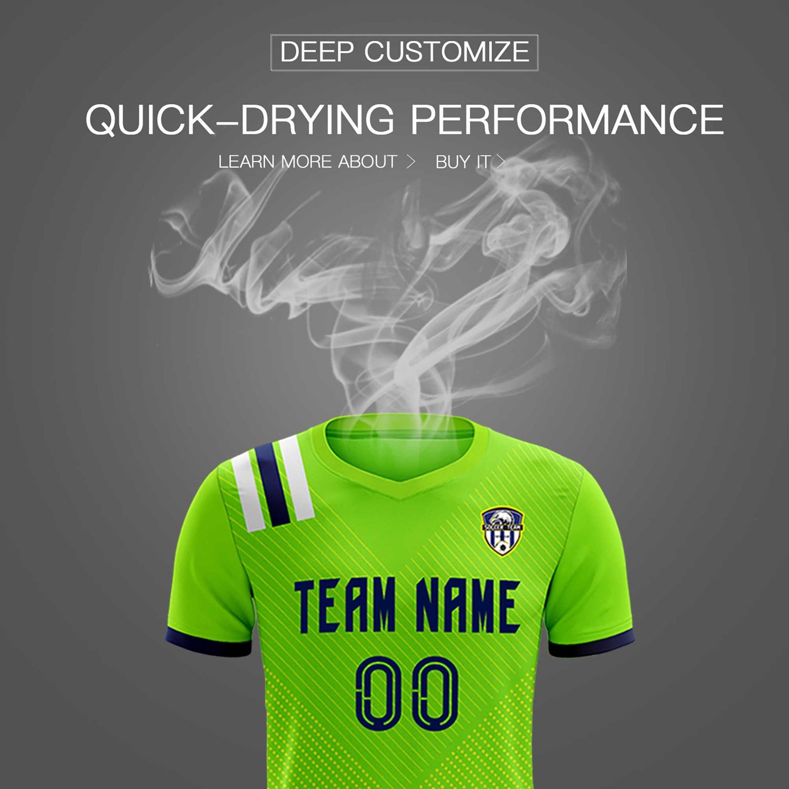 Custom Neon Green Striped Sportswear Soccer Tops/Sets Jersey For Adults