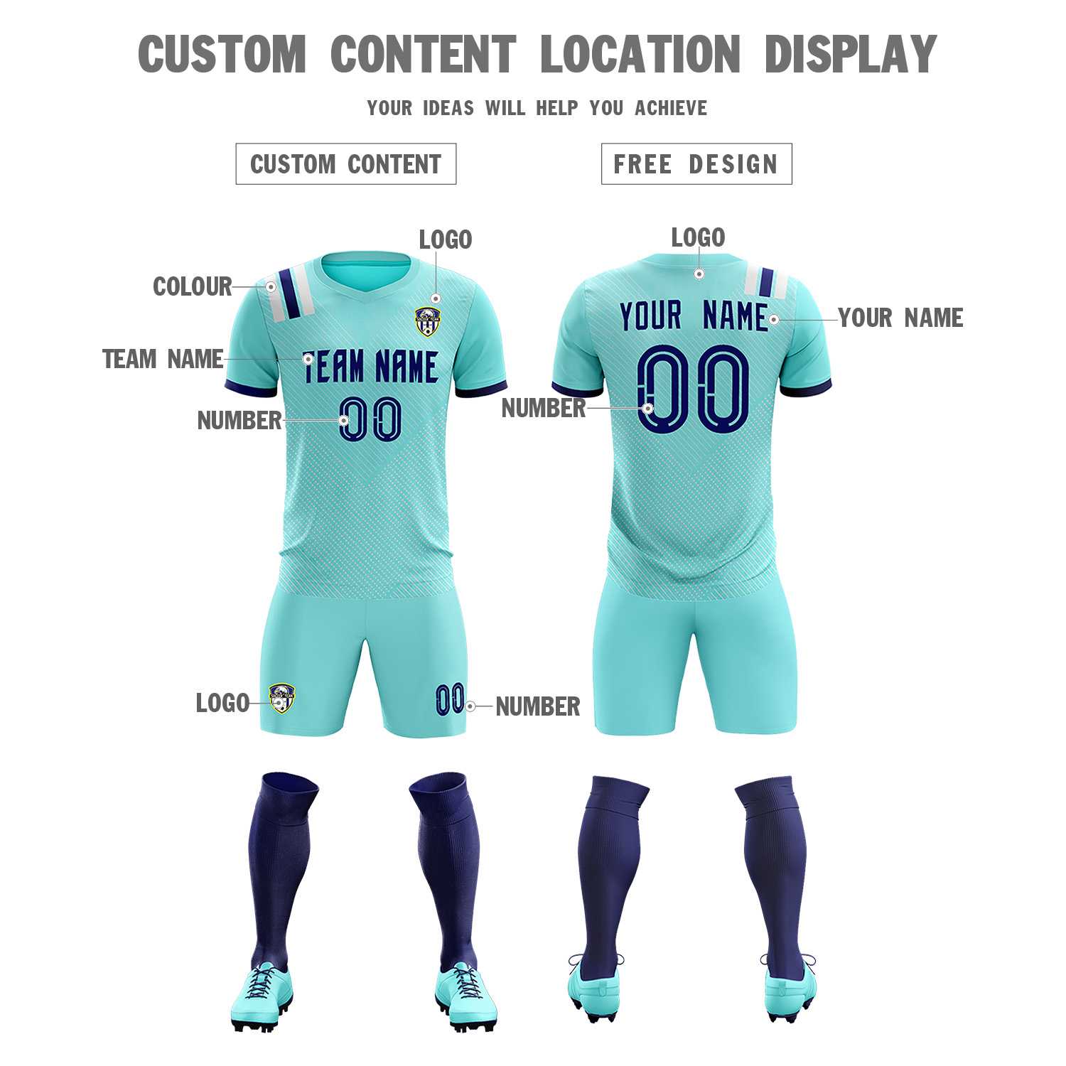 Custom Sky Blue Striped Sportswear Soccer Tops/Sets Jersey For Adults