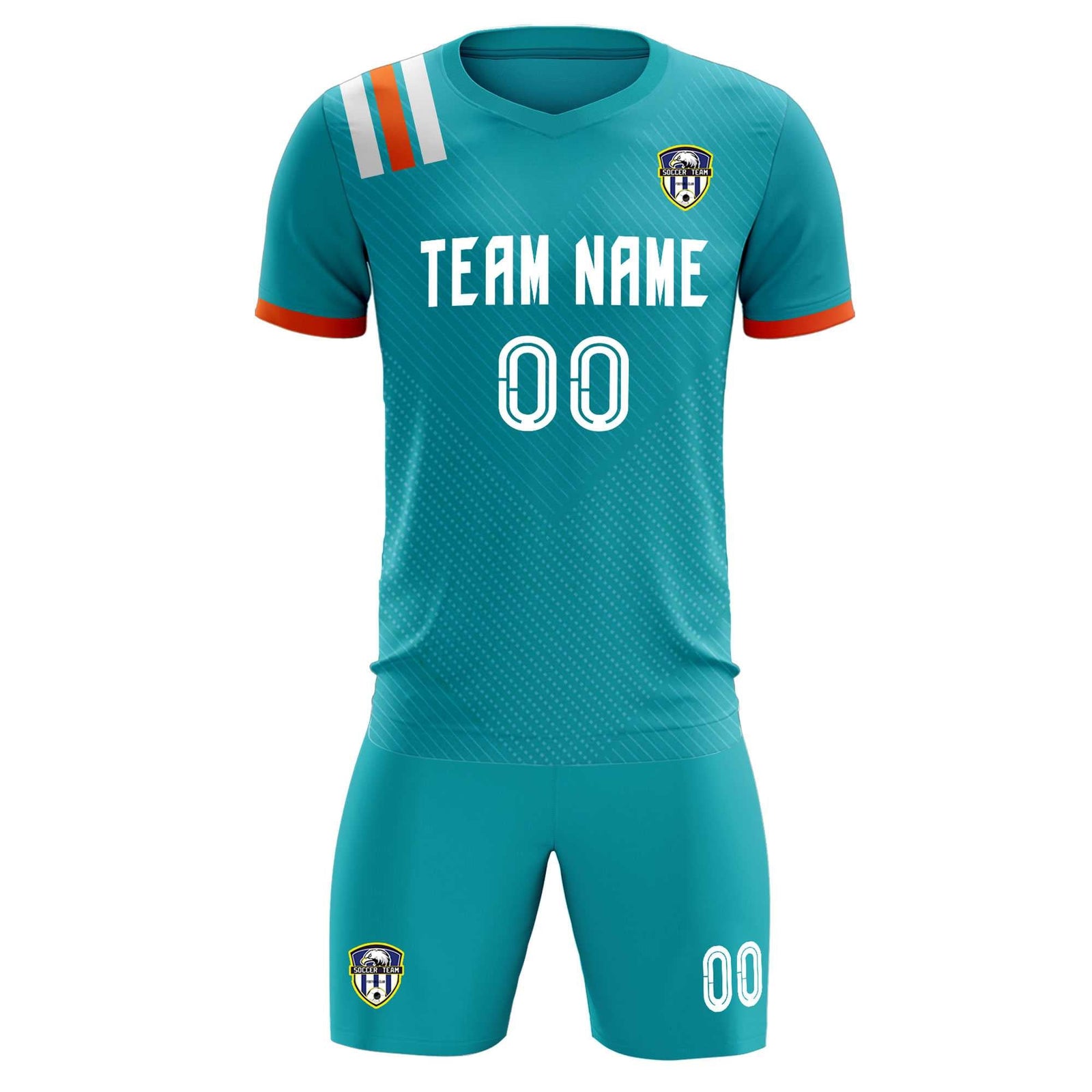 Custom Aqua Striped Sportswear Soccer Tops/Sets Jersey For Adults