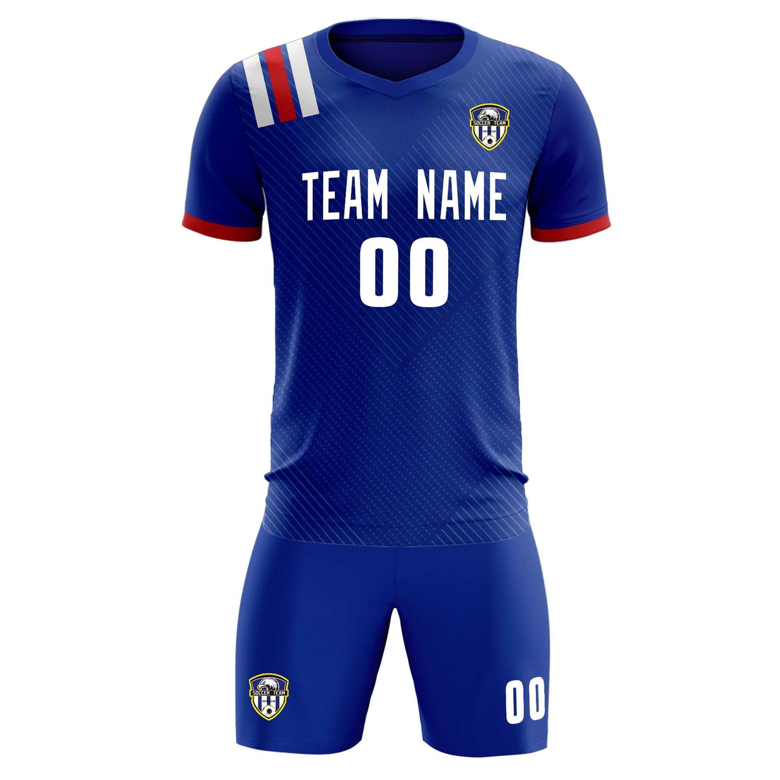 Custom Royal Striped Sportswear Soccer Tops/Sets Jersey For Adults