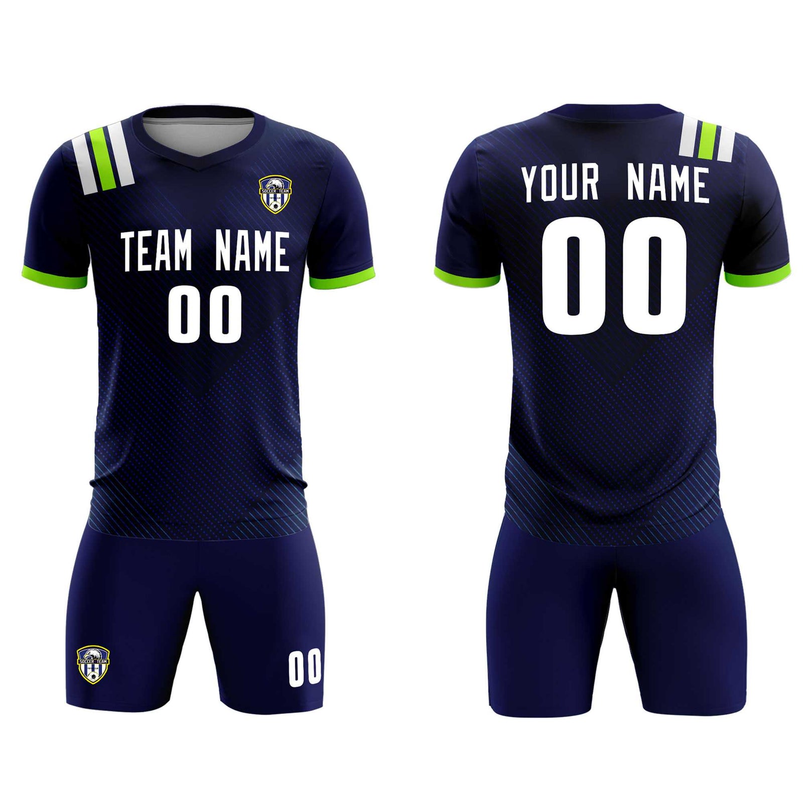 Custom Navy Striped Sportswear Soccer Tops/Sets Jersey For Adults