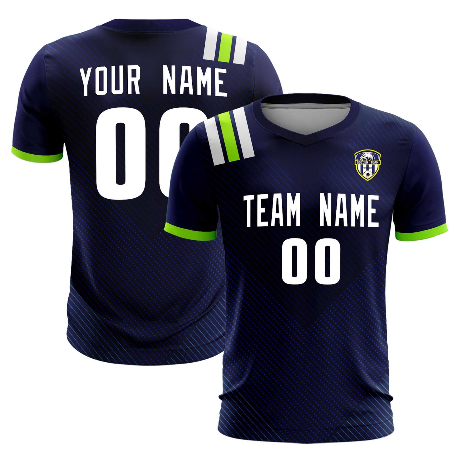 Custom Navy Striped Sportswear Soccer Tops/Sets Jersey For Adults