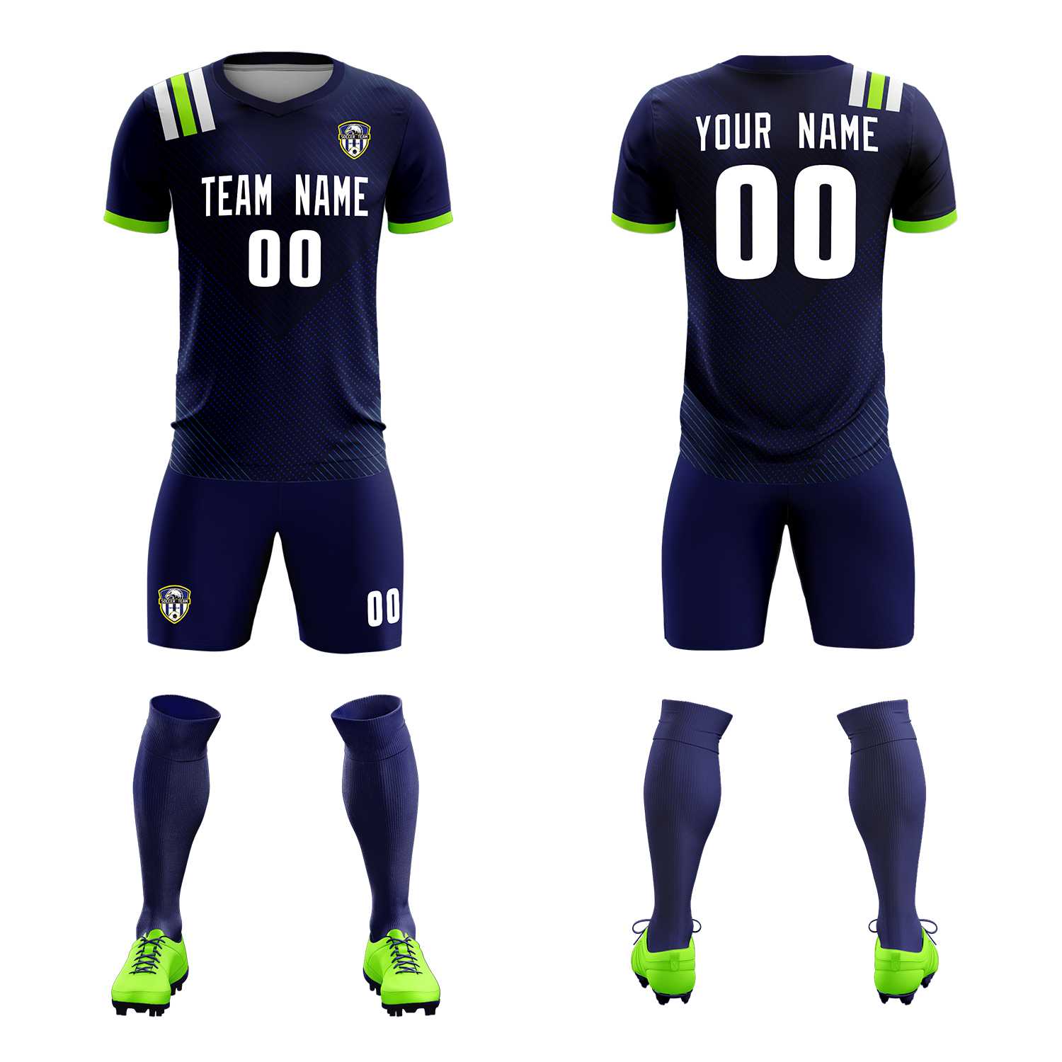 Custom Navy Striped Sportswear Soccer Tops/Sets Jersey For Adults