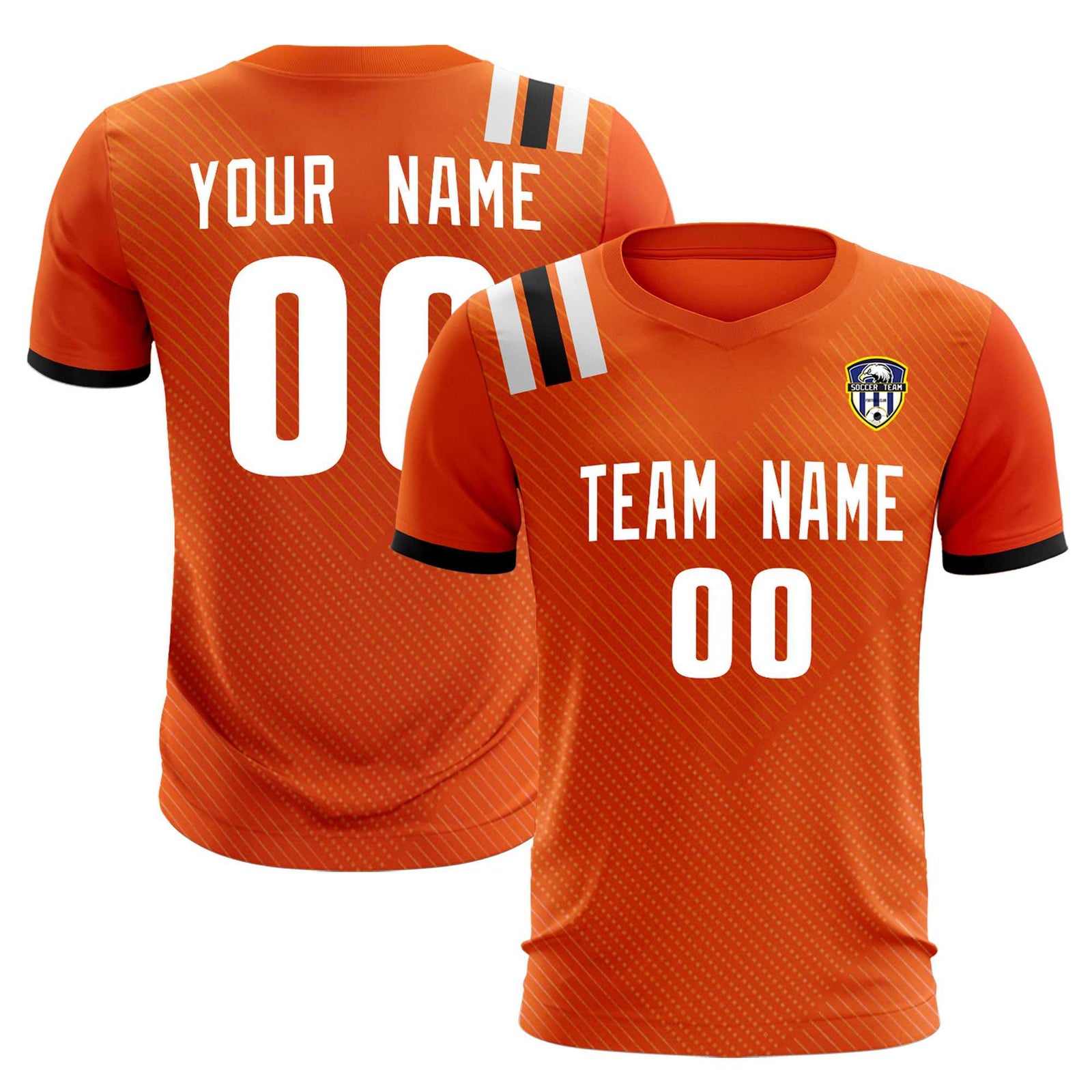 Custom Orange Striped Sportswear Soccer Tops/Sets Jersey For Adults