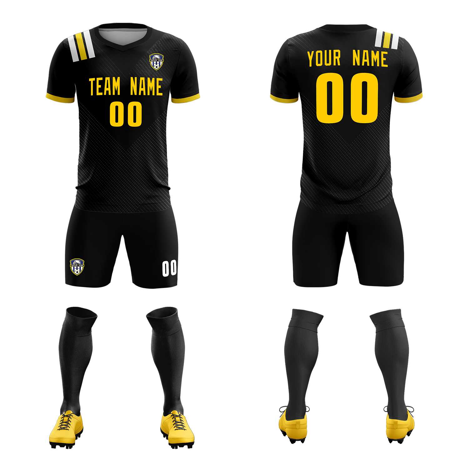 Custom Black Striped Sportswear Soccer Tops/Sets Jersey For Adults
