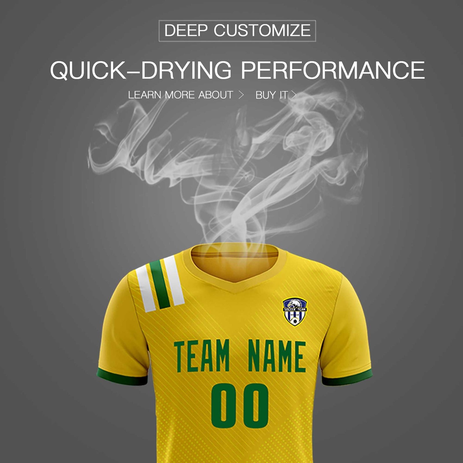 Custom Gold Striped Sportswear Soccer Tops/Sets Jersey For Adults