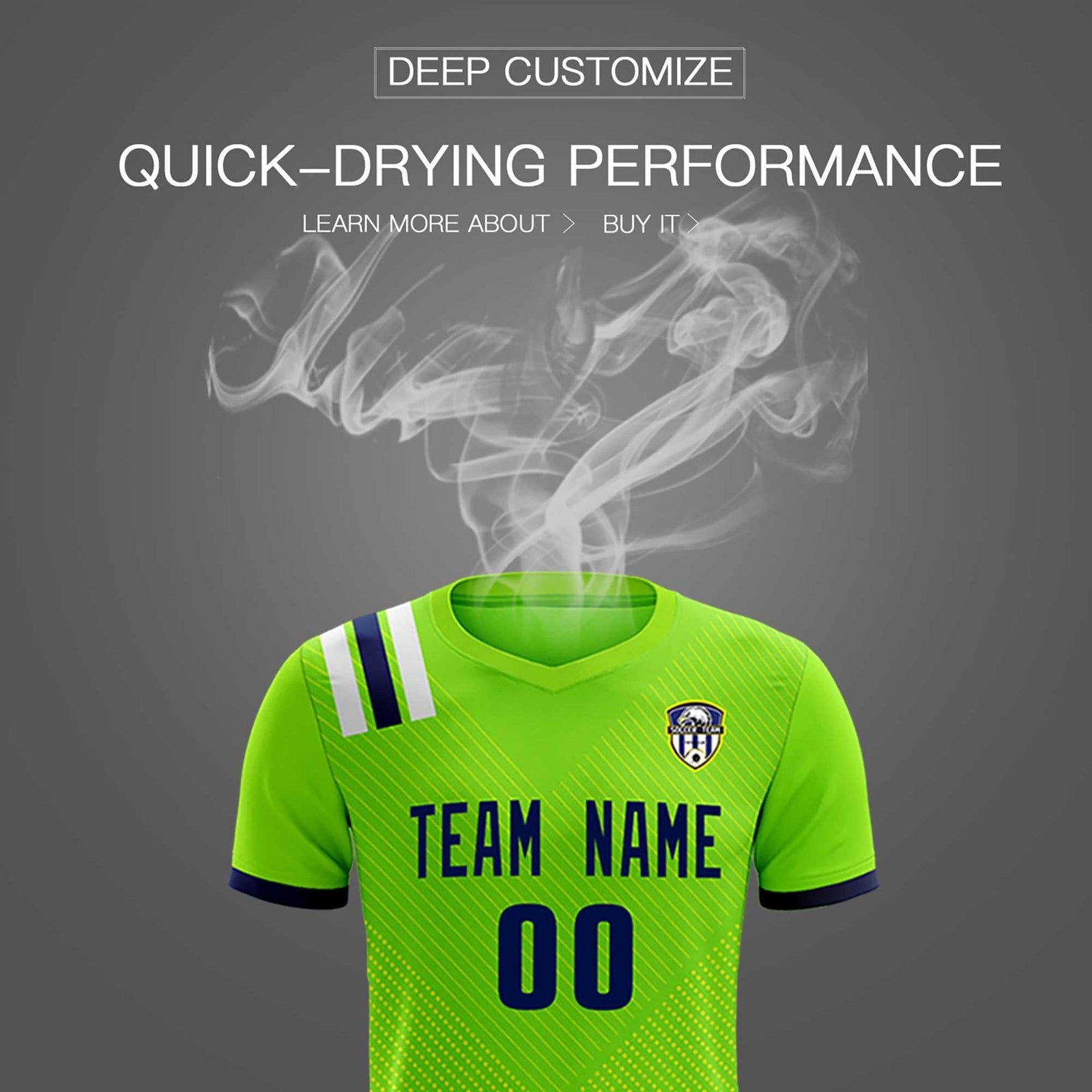 Custom Neon Green Striped Sportswear Soccer Tops/Sets Jersey For Adults