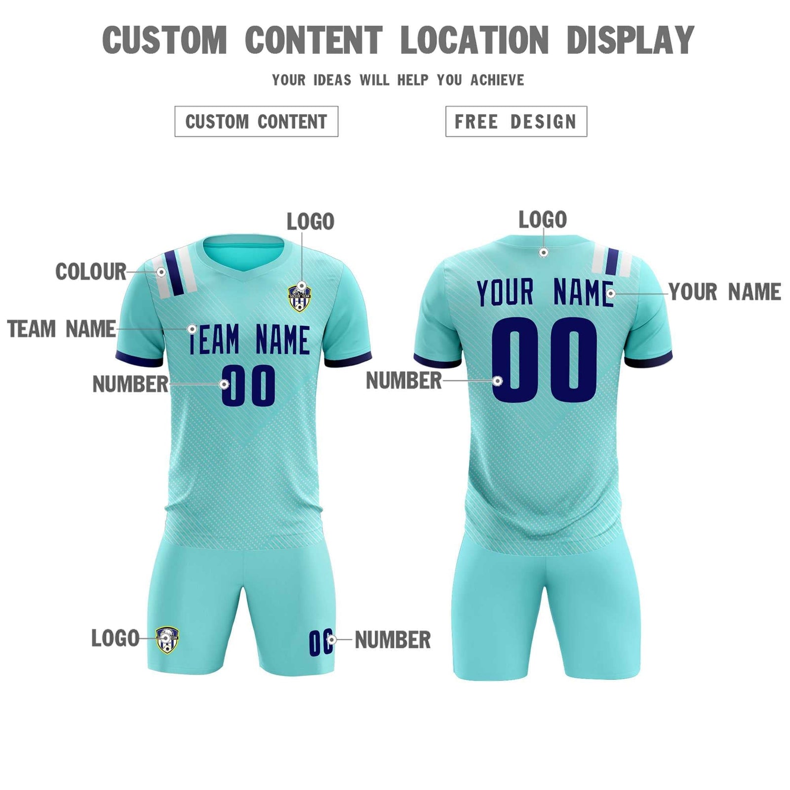 Custom Sky Blue Striped Sportswear Soccer Tops/Sets Jersey For Adults