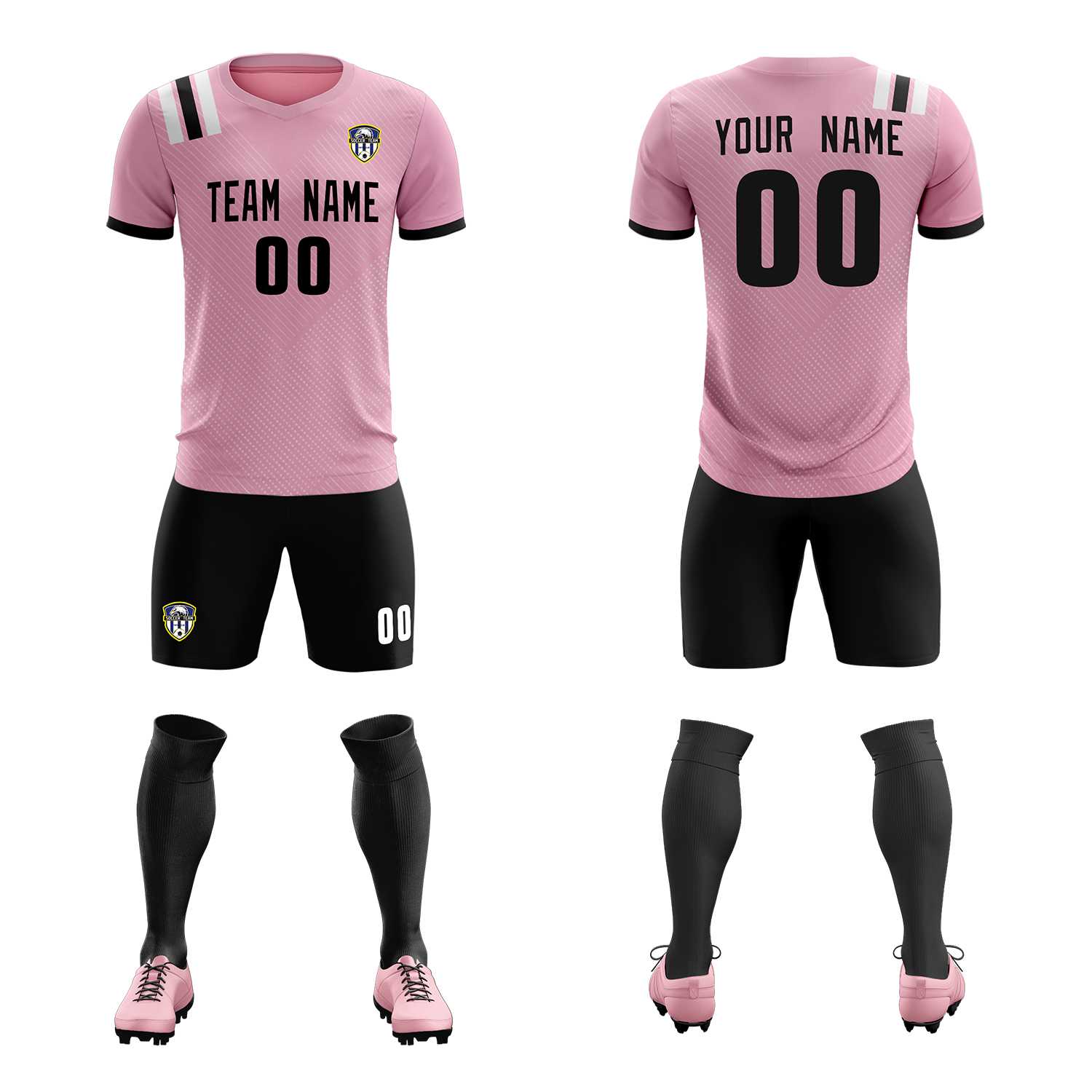 Custom Pink Striped Sportswear Soccer Tops/Sets Jersey For Adults