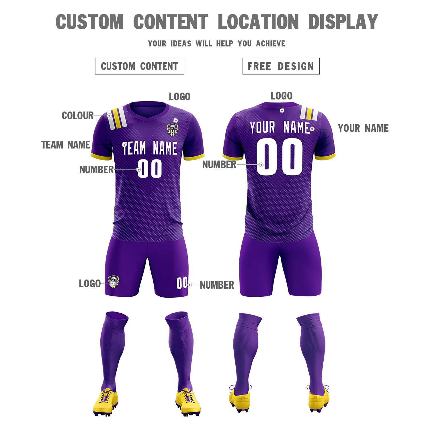 Custom Purple Striped Sportswear Soccer Tops/Sets Jersey For Adults