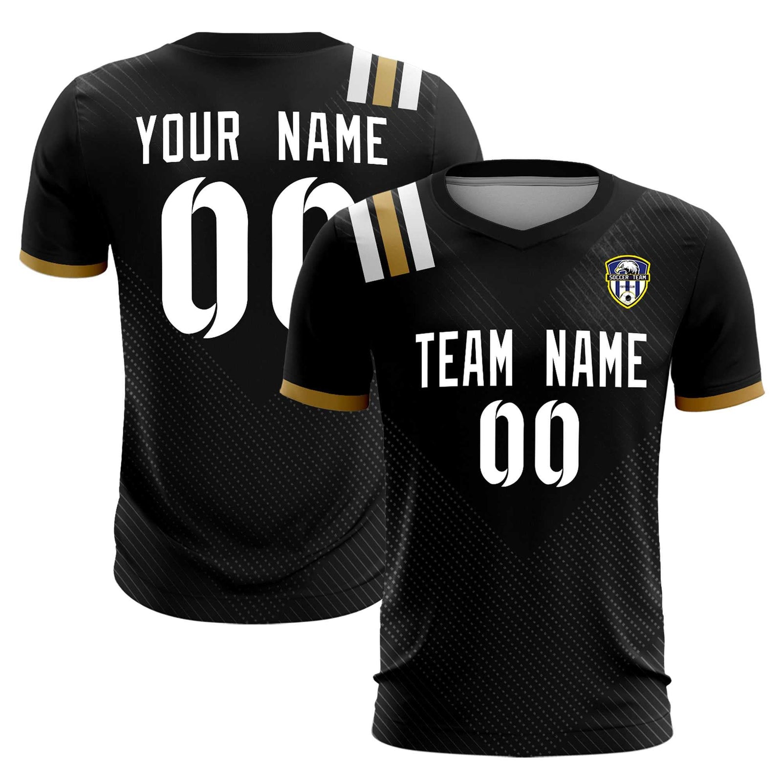 Custom Black Striped Sportswear Soccer Tops/Sets Jersey For Adults