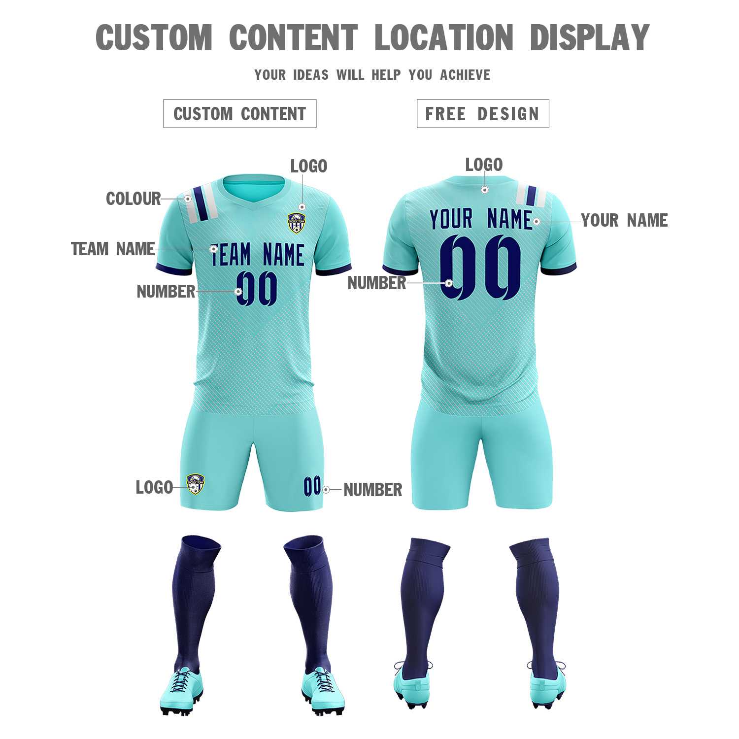 Custom Sky Blue Striped Sportswear Soccer Tops/Sets Jersey For Adults