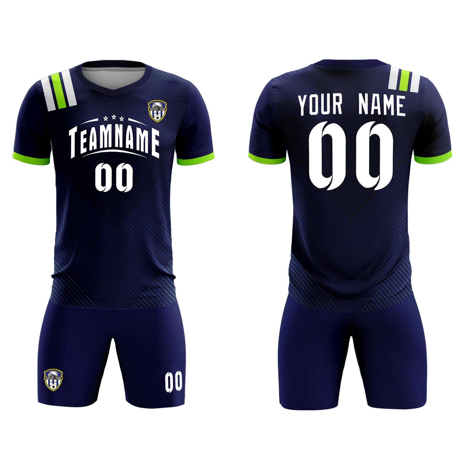 Custom Navy Striped Sportswear Soccer Tops/Sets Jersey For Adults