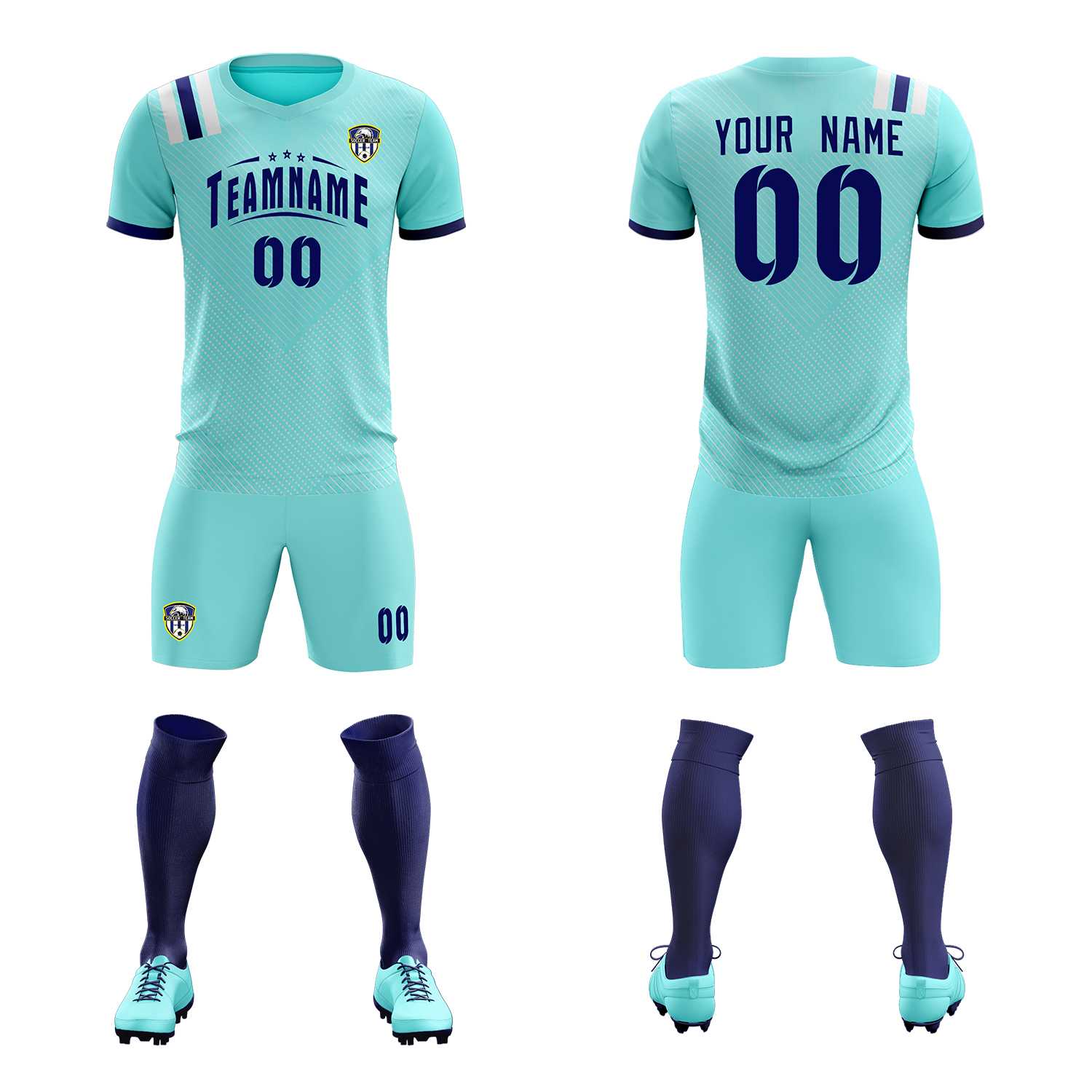 Custom Sky Blue Striped Sportswear Soccer Tops/Sets Jersey For Adults
