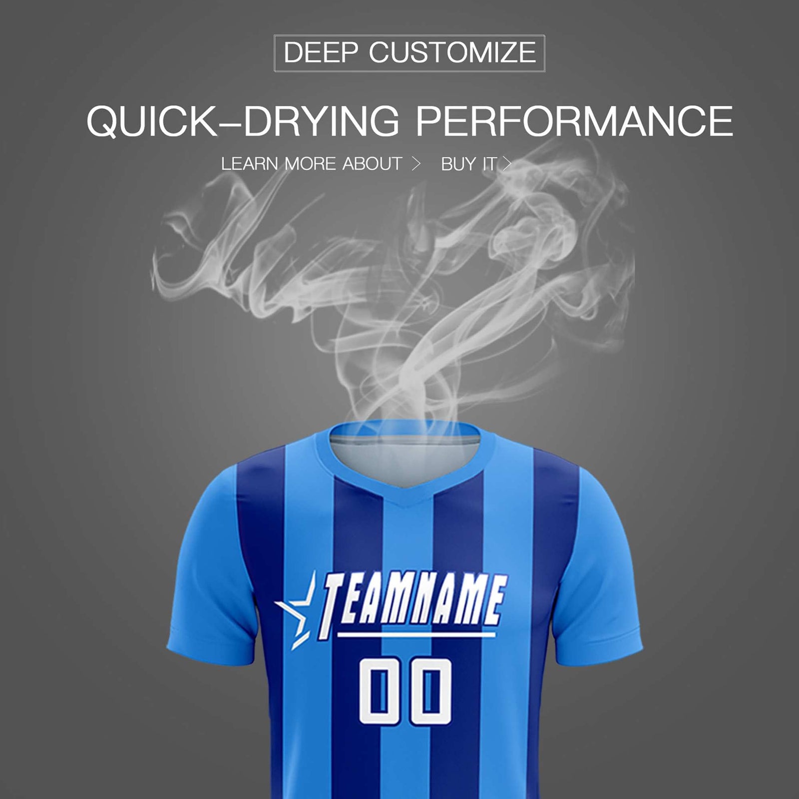 Custom Powder Blue Royal Vertical Stripes Casual Outdoor Soccer Sets Jersey