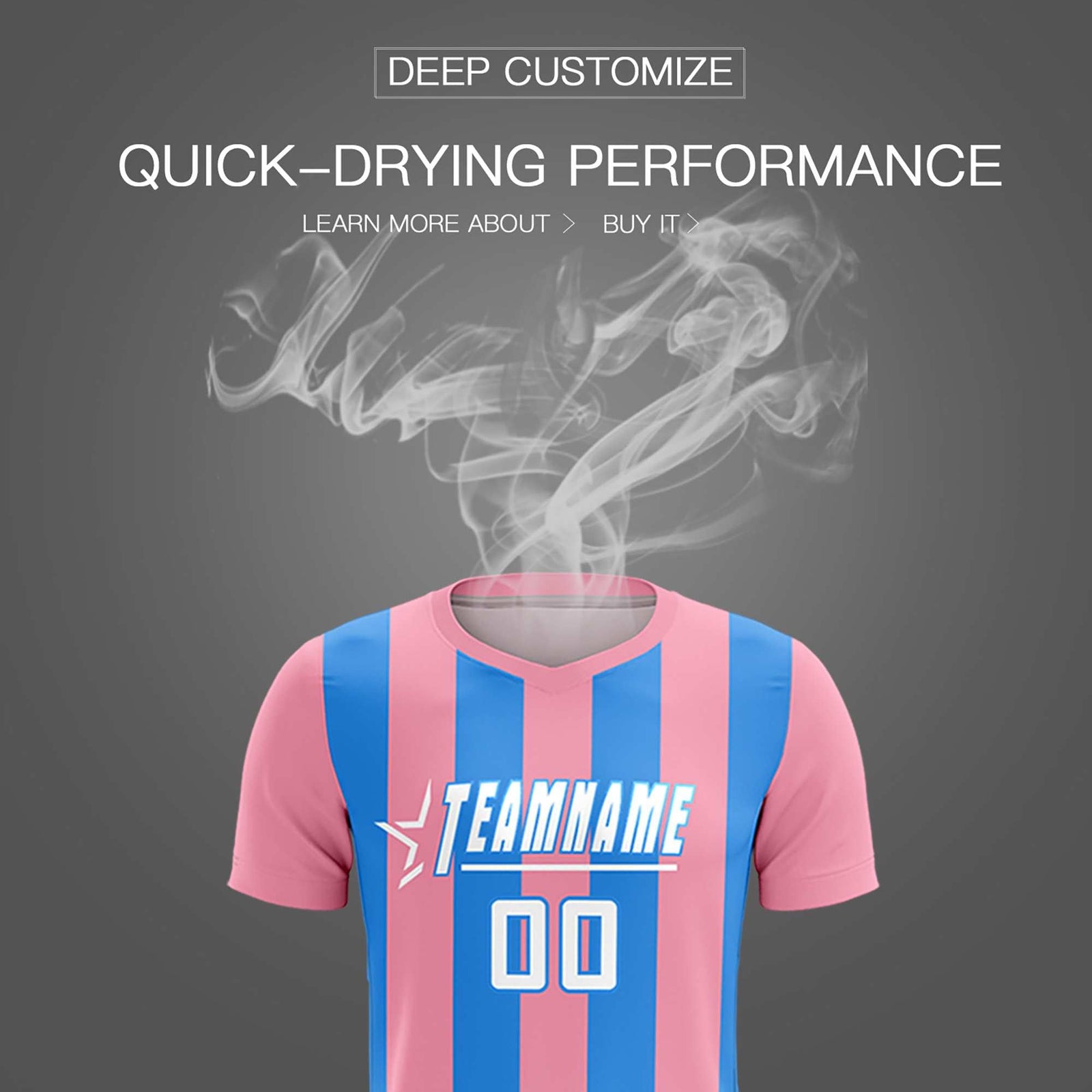 Custom Light Pink Powder Blue Vertical Stripes Casual Outdoor Soccer Sets Jersey