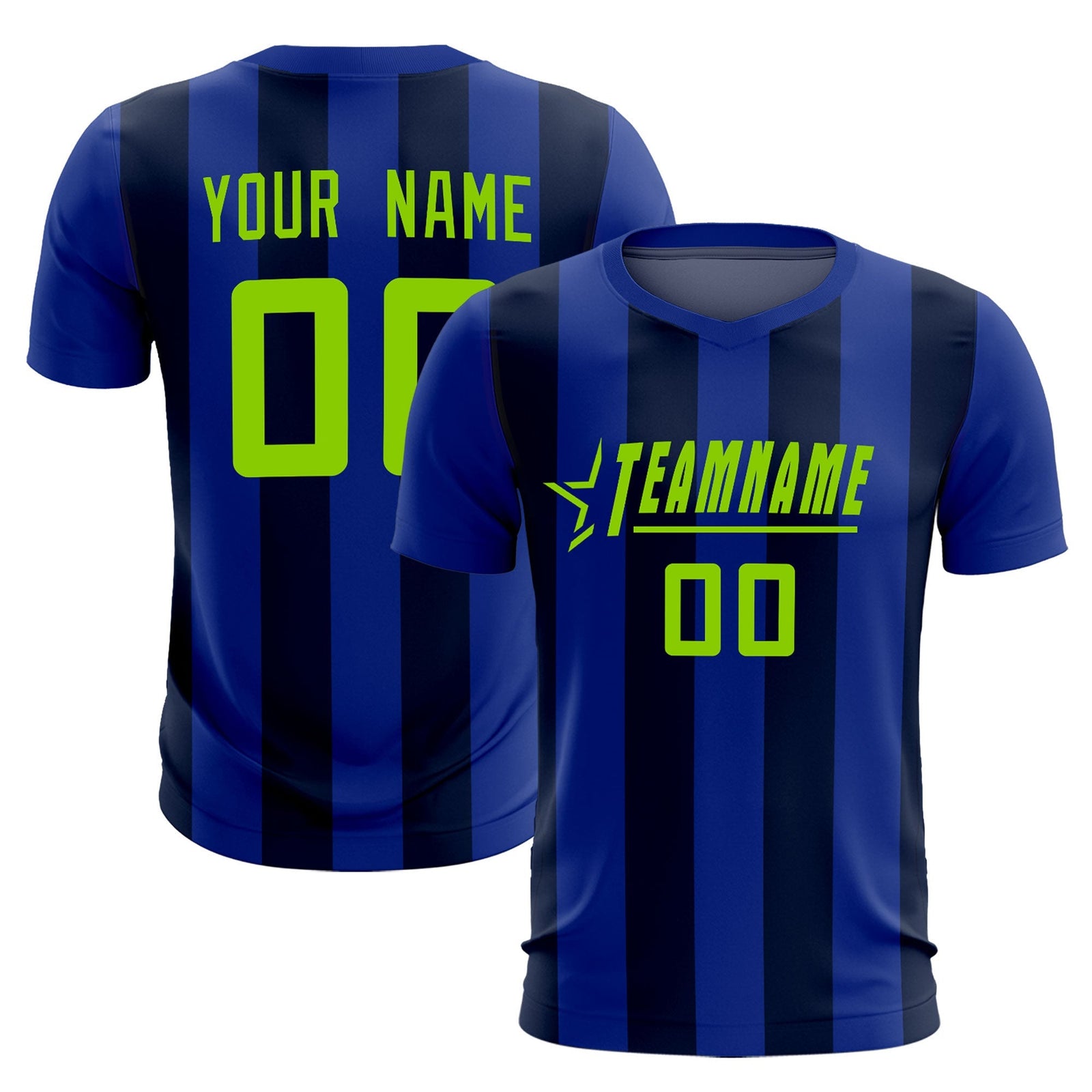 Custom Royal Navy Vertical Stripes Casual Outdoor Soccer Sets Jersey