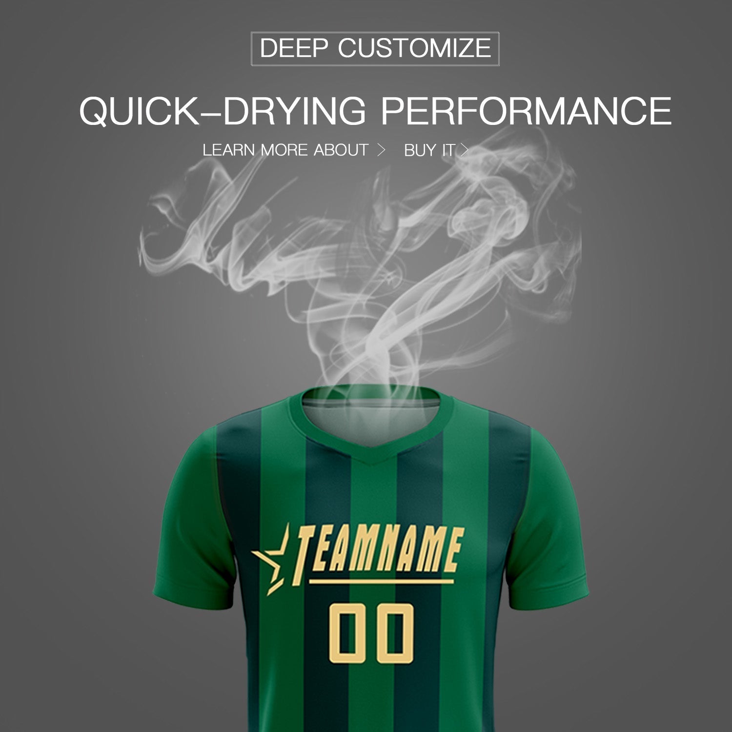 Custom Kelly Green Midnight Green Vertical Stripes Casual Outdoor Soccer Sets Jersey