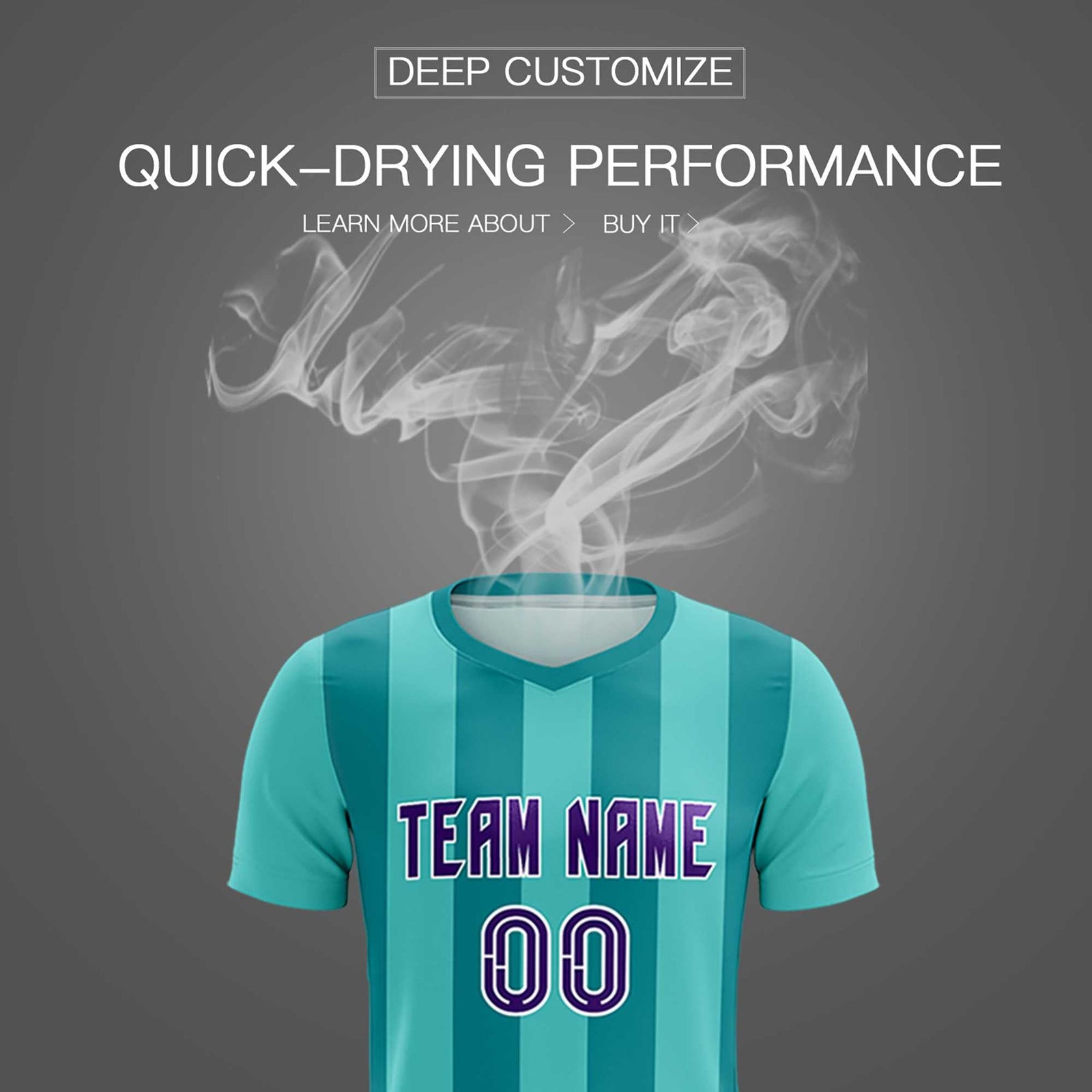 Custom Bright Green Aqua Vertical Stripes Casual Outdoor Soccer Sets Jersey