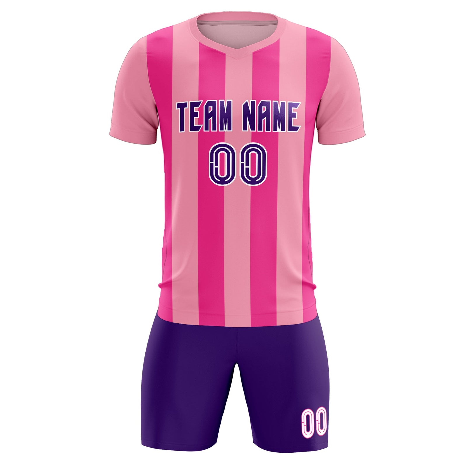 Custom Light Pink Pink Vertical Stripes Casual Outdoor Soccer Sets Jersey
