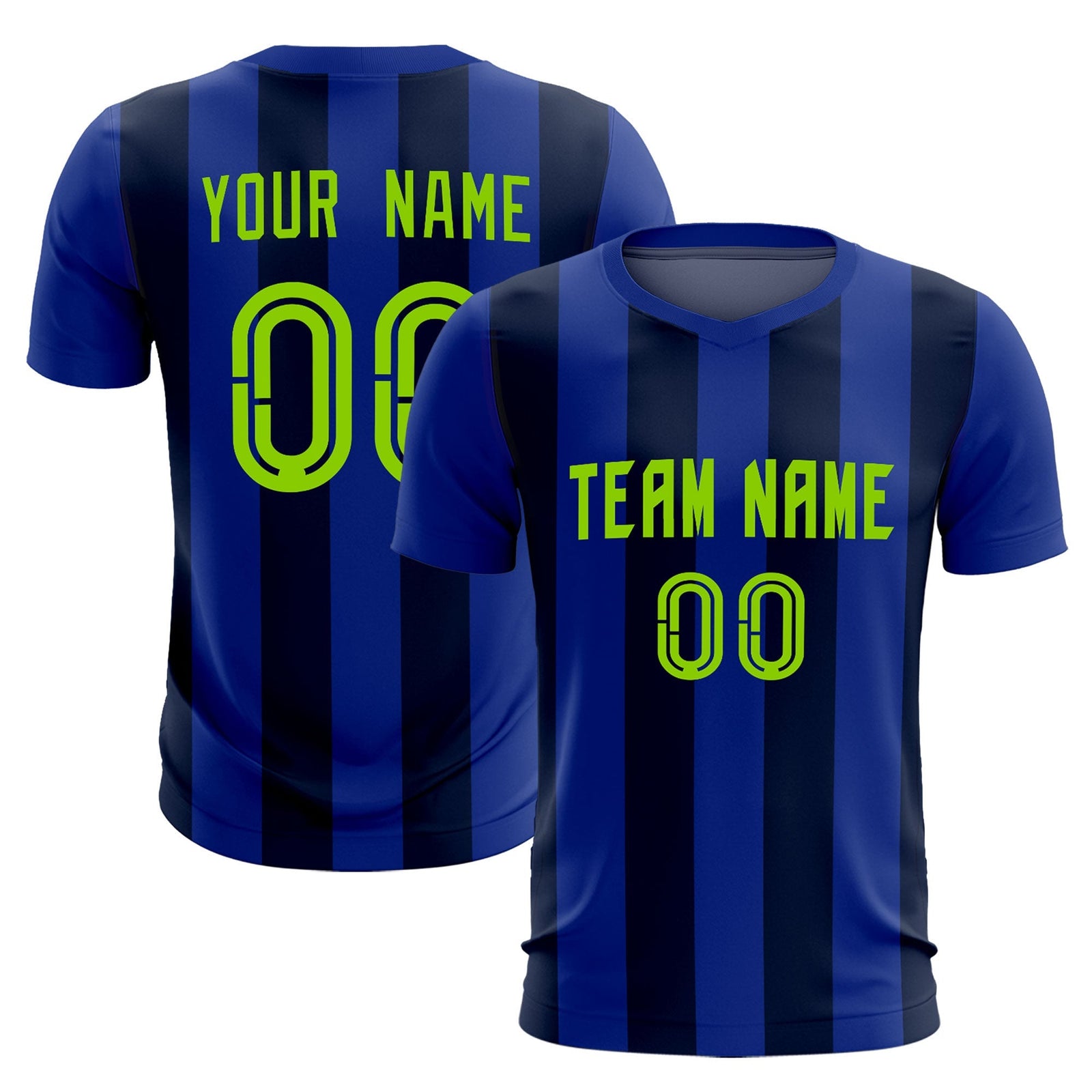 Custom Royal Navy Vertical Stripes Casual Outdoor Soccer Sets Jersey
