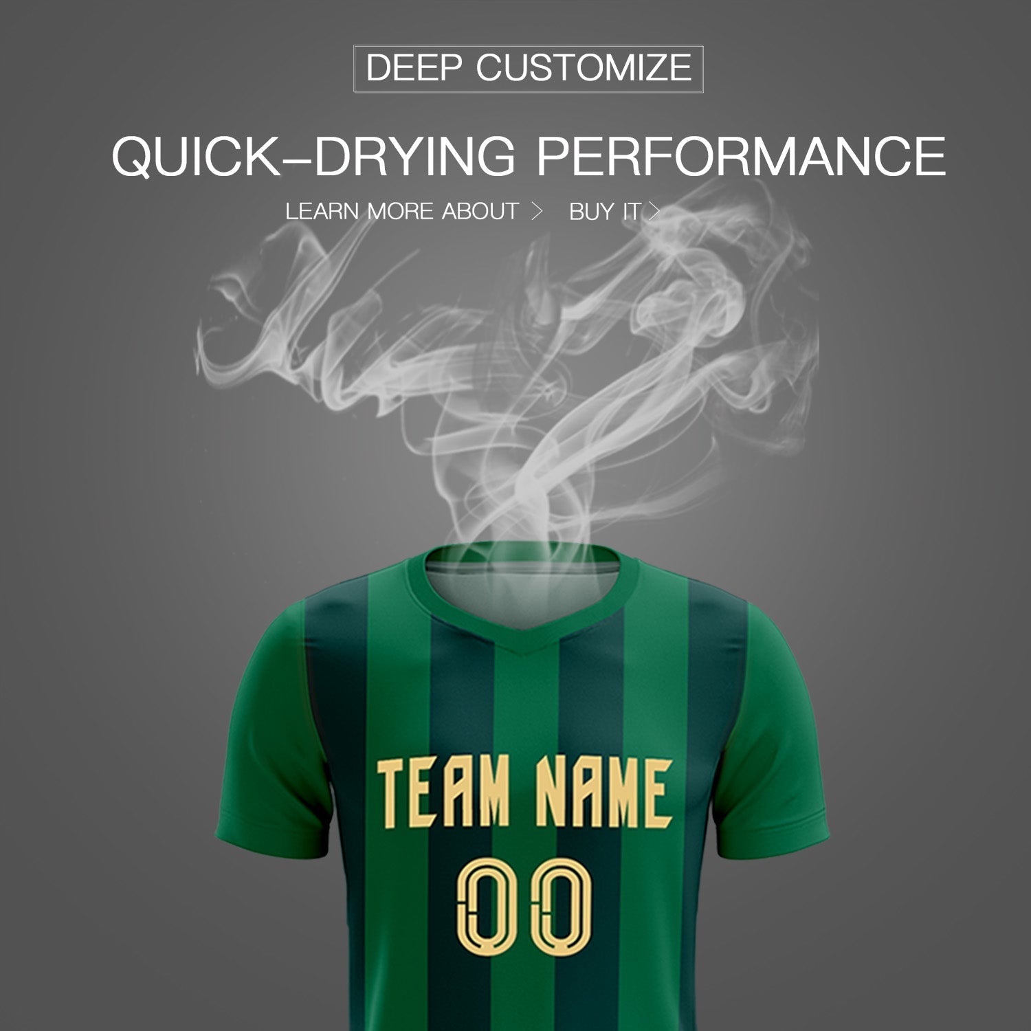 Custom Kelly Green Midnight Green Vertical Stripes Casual Outdoor Soccer Sets Jersey