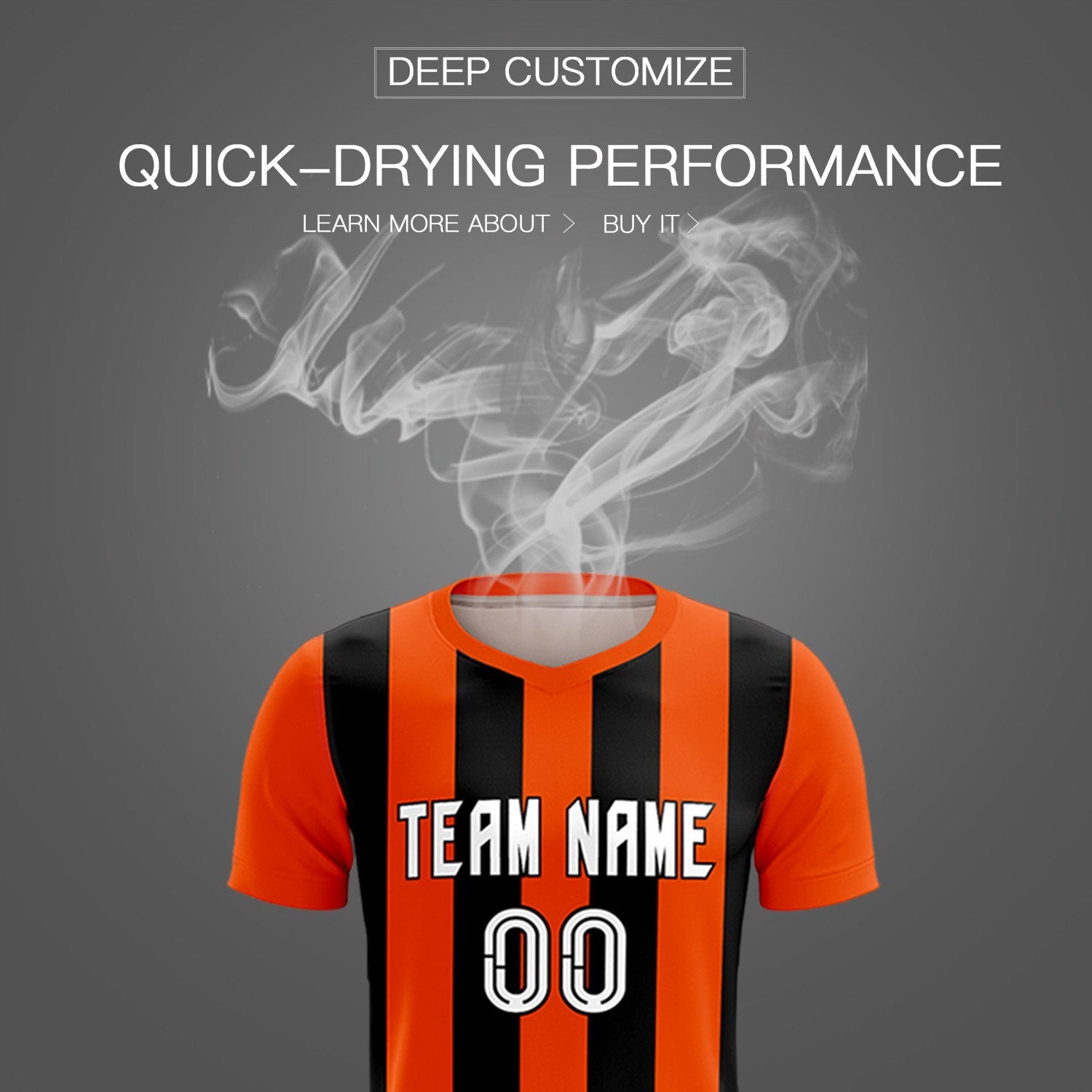 Custom Orange Black Vertical Stripes Casual Outdoor Soccer Sets Jersey