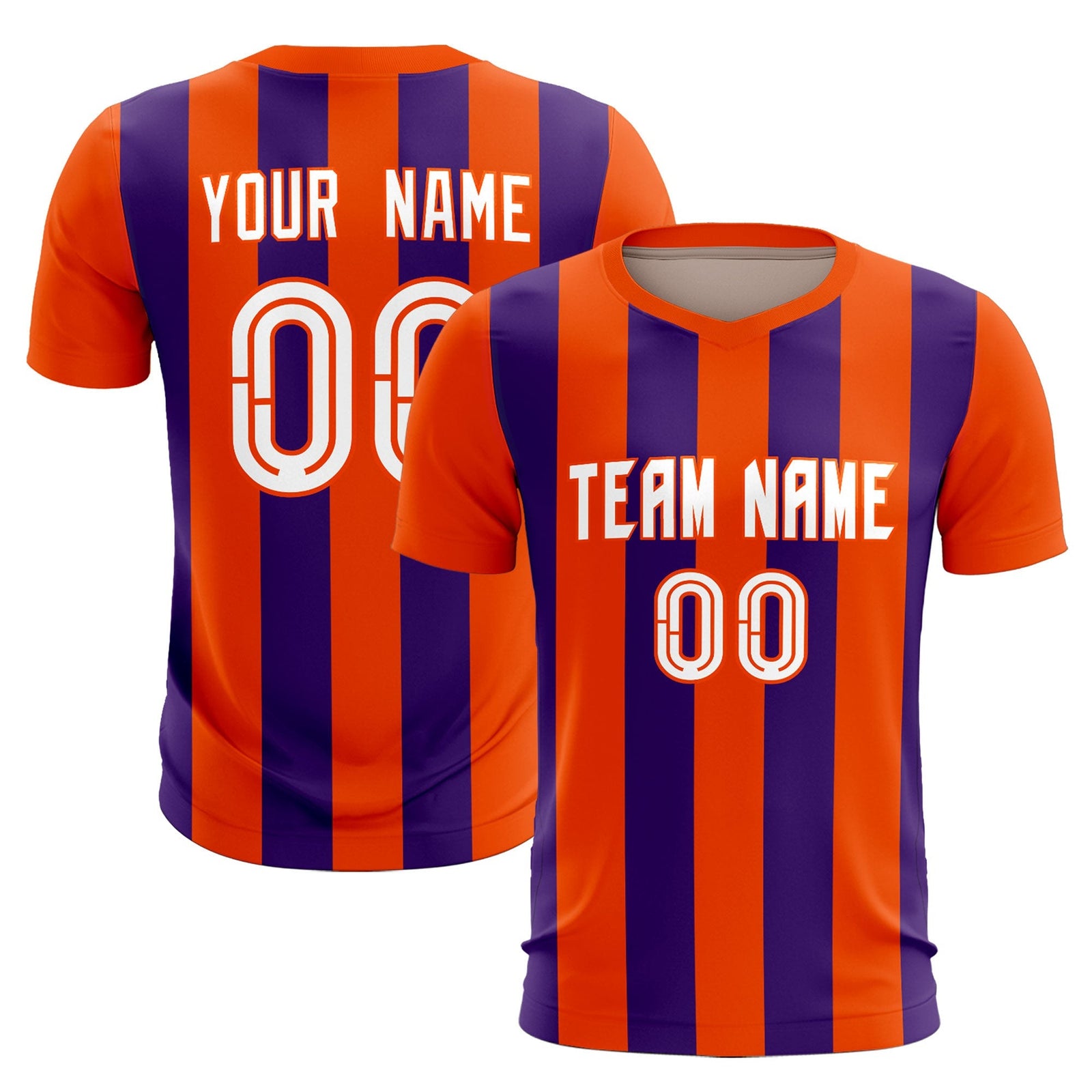 Custom Orange Purple Vertical Stripes Casual Outdoor Soccer Sets Jersey