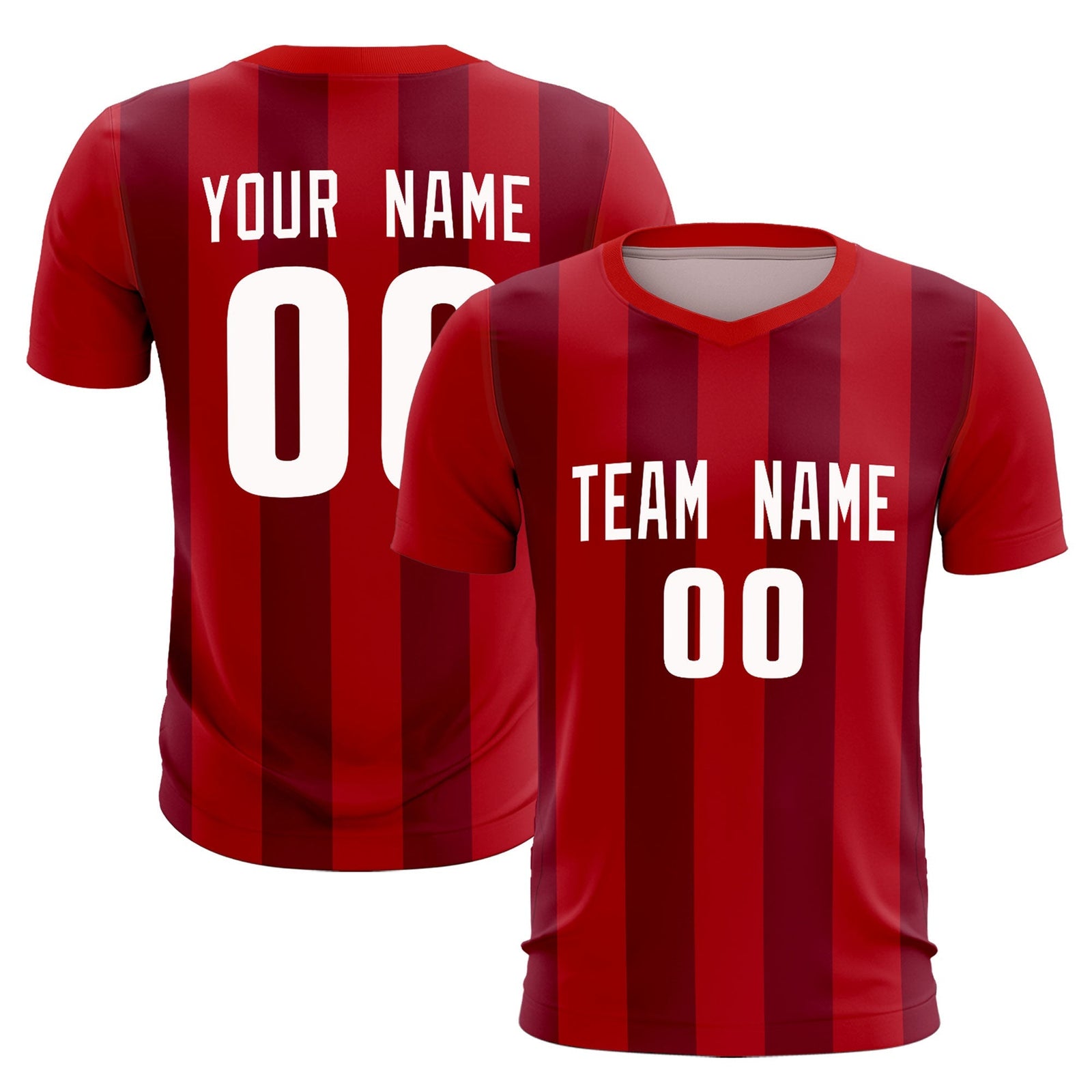 Custom Red Crimson Vertical Stripes Casual Outdoor Soccer Sets Jersey
