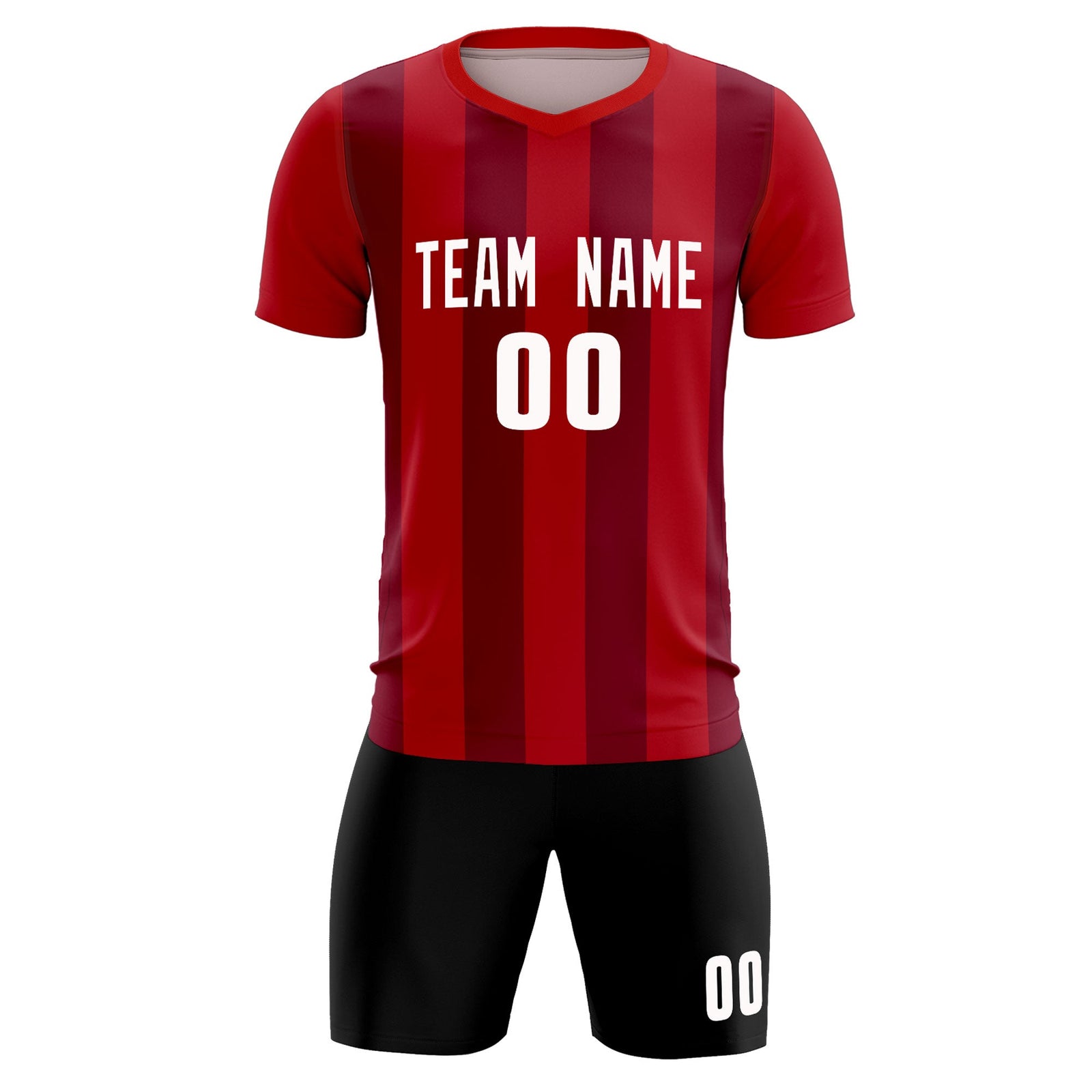 Custom Red Crimson Vertical Stripes Casual Outdoor Soccer Sets Jersey
