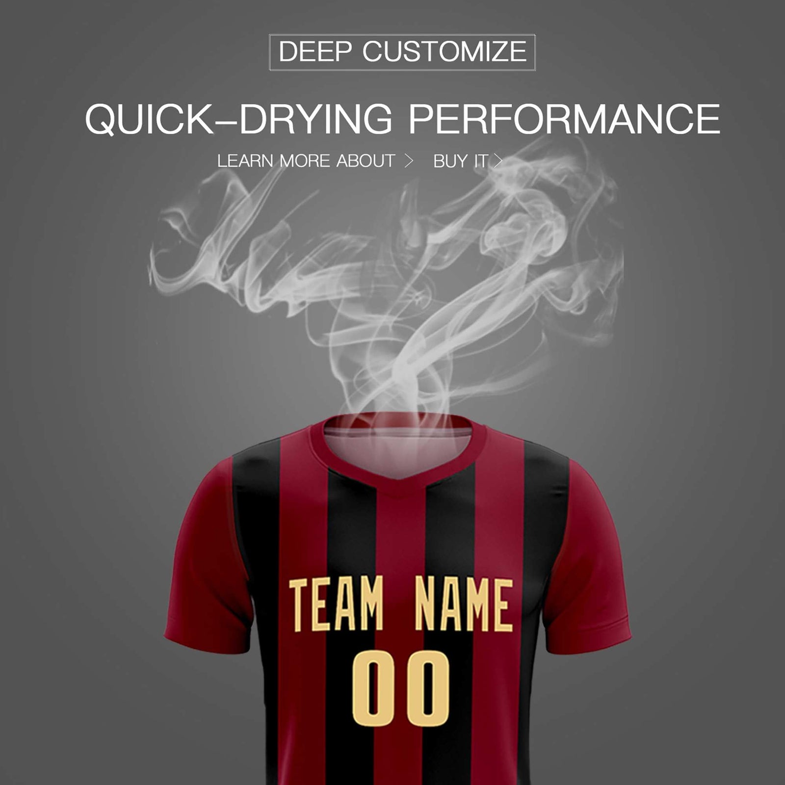 Custom Crimson Black Vertical Stripes Casual Outdoor Soccer Sets Jersey
