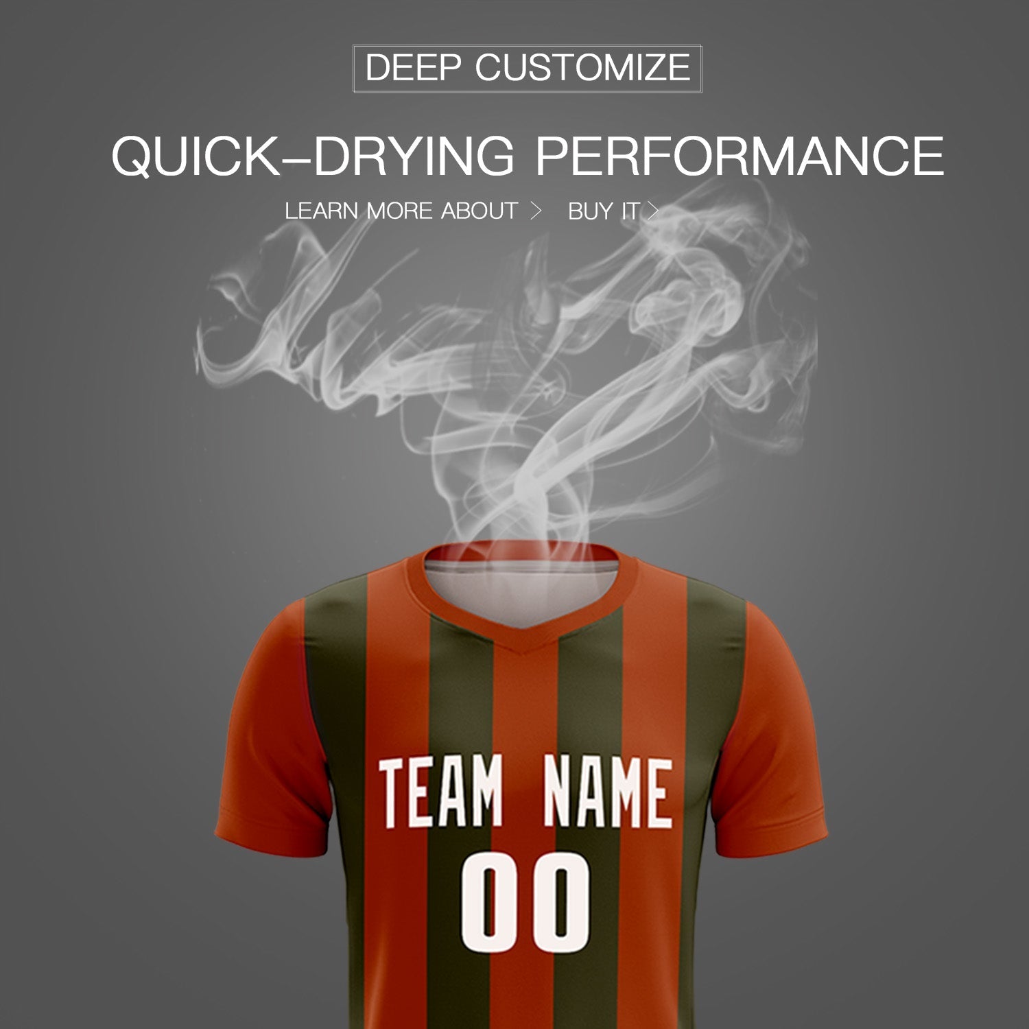 Custom Texas Orange Olive Vertical Stripes Casual Outdoor Soccer Sets Jersey